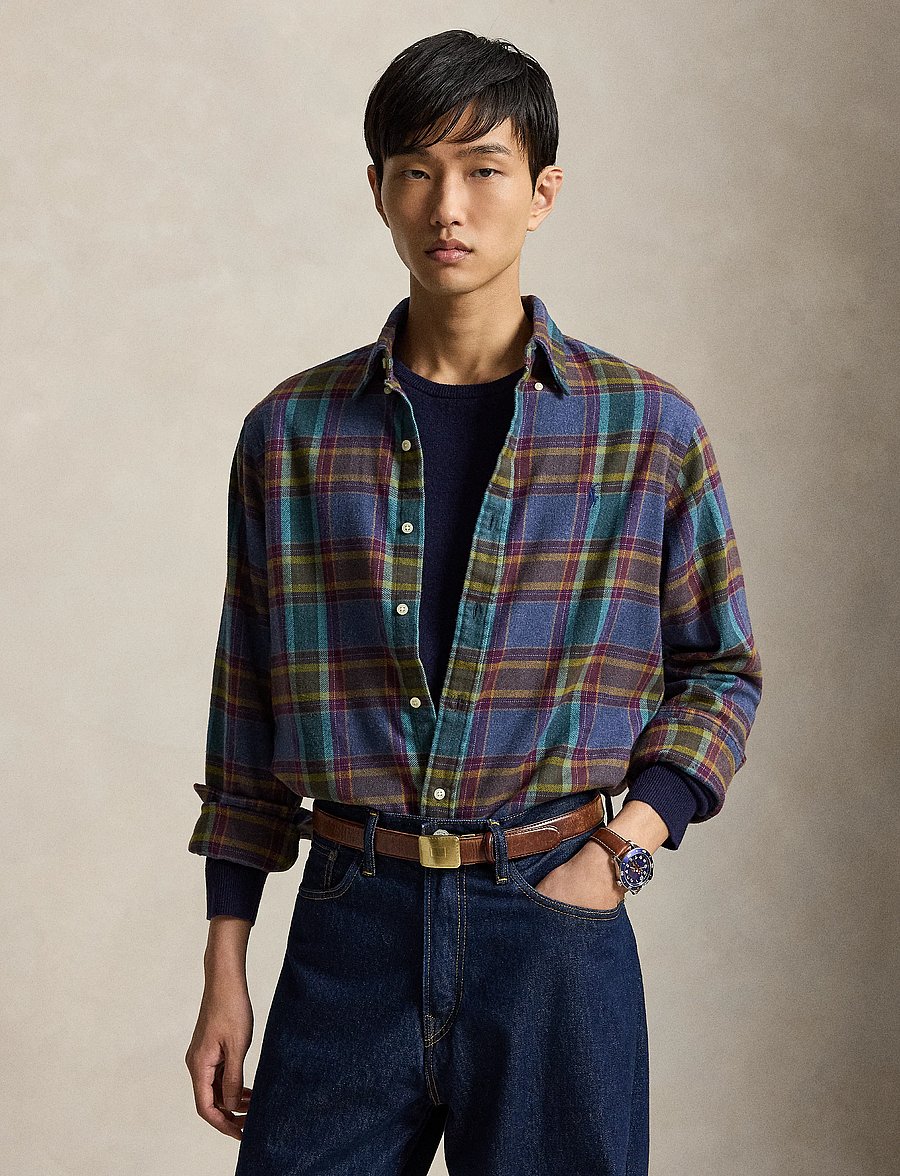 Polo Ralph Lauren - Custom Fit Plaid Flannel Shirt - karierte hemden - 7401 blue purple - 0
