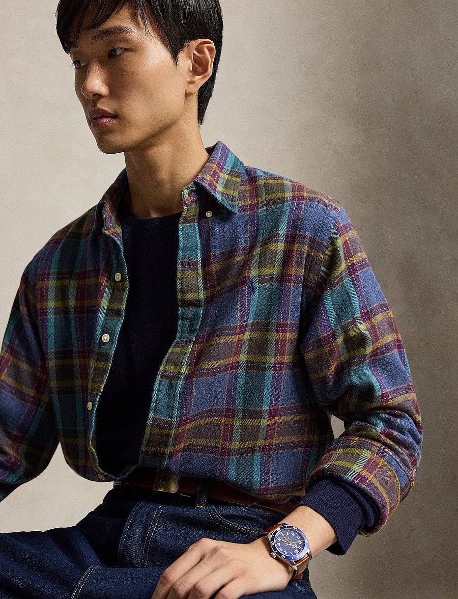 Polo Ralph Lauren - Custom Fit Plaid Flannel Shirt - karierte hemden - 7401 blue purple - 4