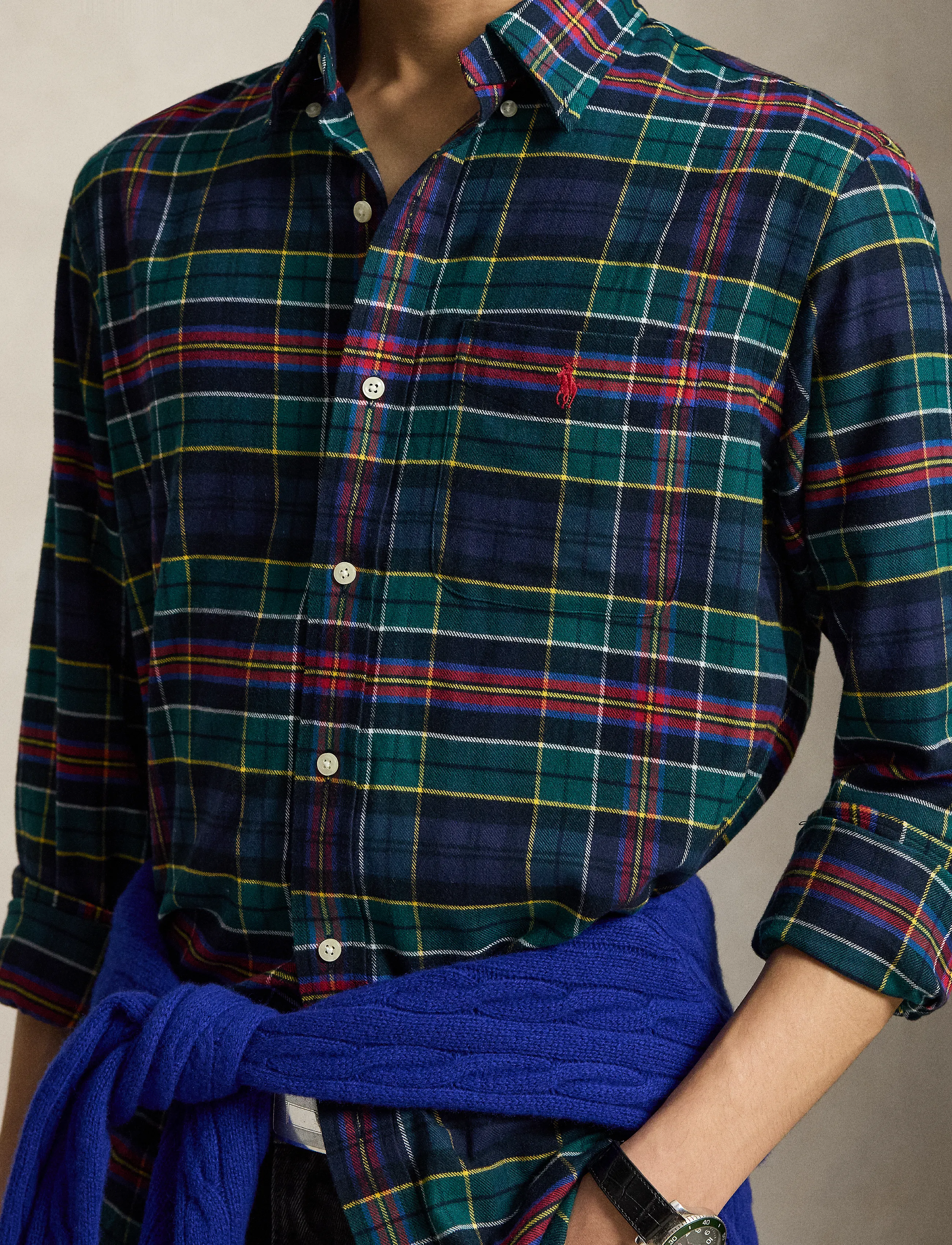 Polo Ralph Lauren - Custom Fit Plaid Performance Twill Shirt - 7442 green red mu - 4
