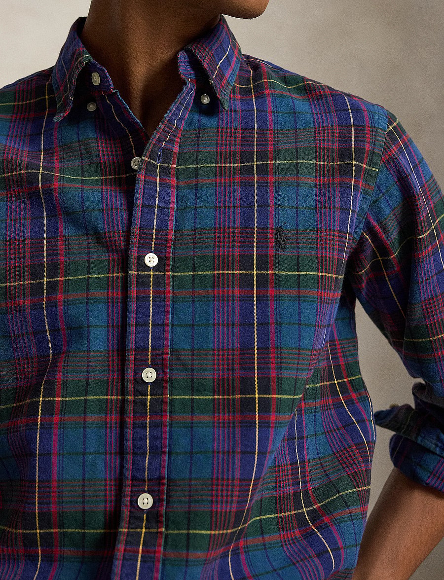 Polo Ralph Lauren - Custom Fit Plaid Brushed Oxford Shirt - flannel-skjorter - 7436 green jewel - 4