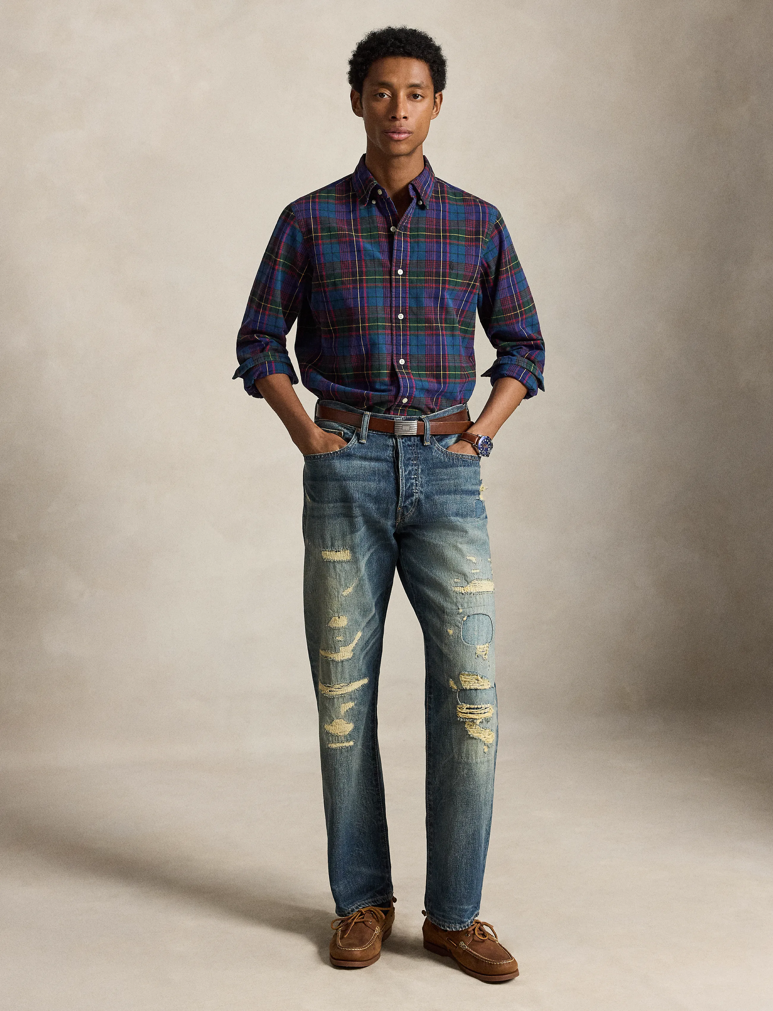 Polo Ralph Lauren - Custom Fit Plaid Brushed Oxford Shirt - flannel-skjorter - 7436 green jewel - 5