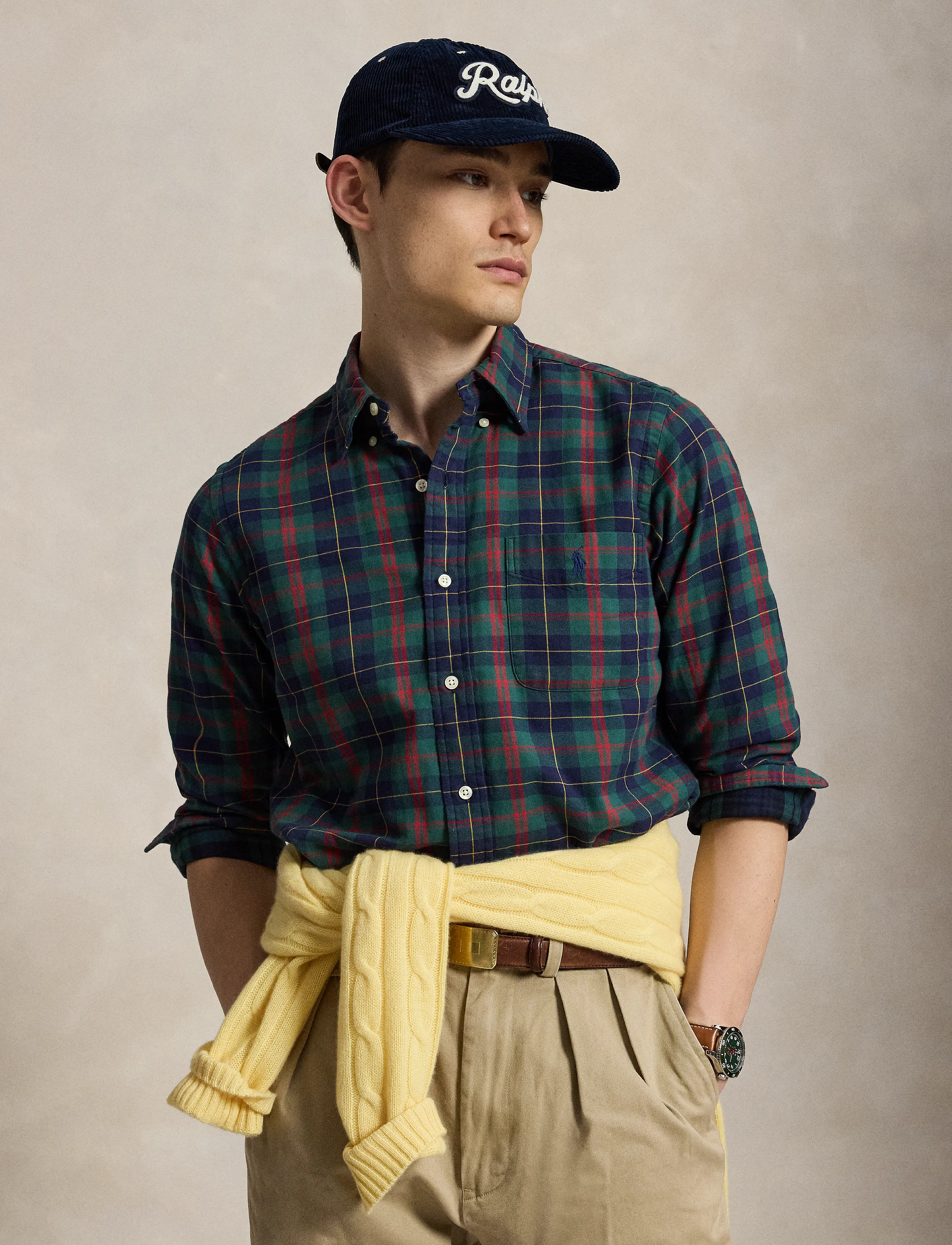 Polo Ralph Lauren Custom Fit Plaid Oxford Shirt - Kleidung - 7334 NAVY GREEN M / green