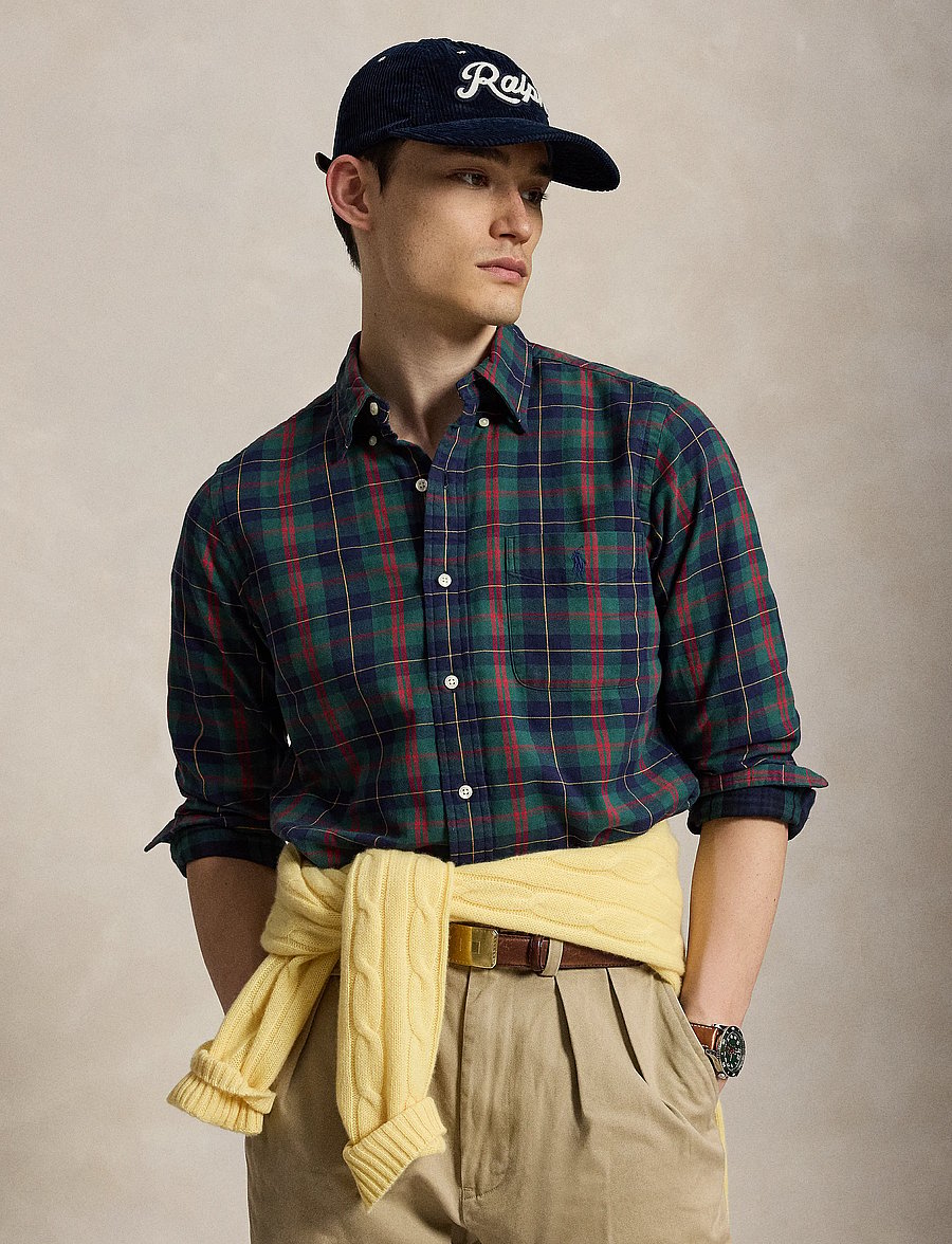 Polo Ralph Lauren - Custom Fit Plaid Oxford Shirt - casual hemden - 7334 navy green m - 1