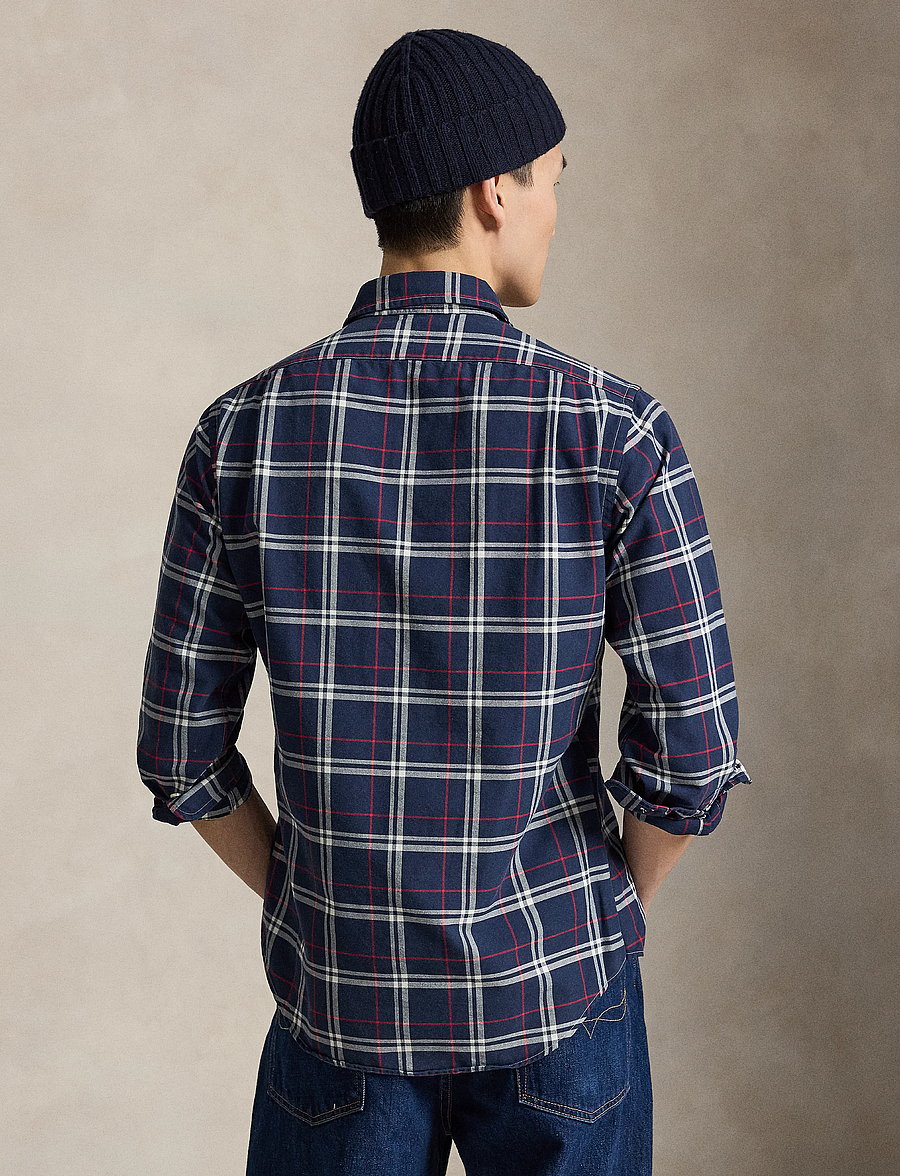 Polo Ralph Lauren - Custom Fit Plaid Oxford Shirt - oxford shirts - 7521a navy red wh - 4