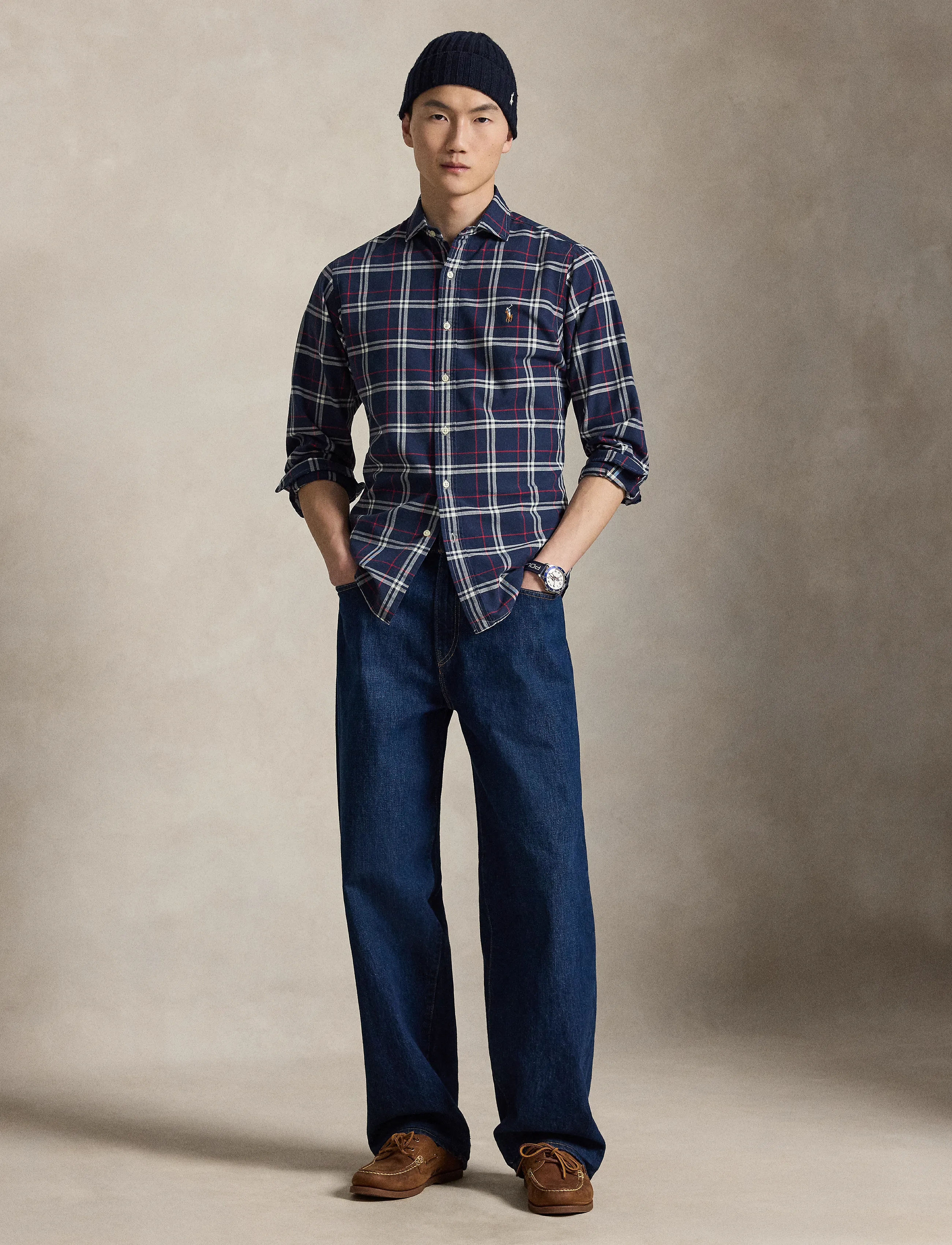 Polo Ralph Lauren - Custom Fit Plaid Oxford Shirt - oxford shirts - 7521a navy red wh - 5