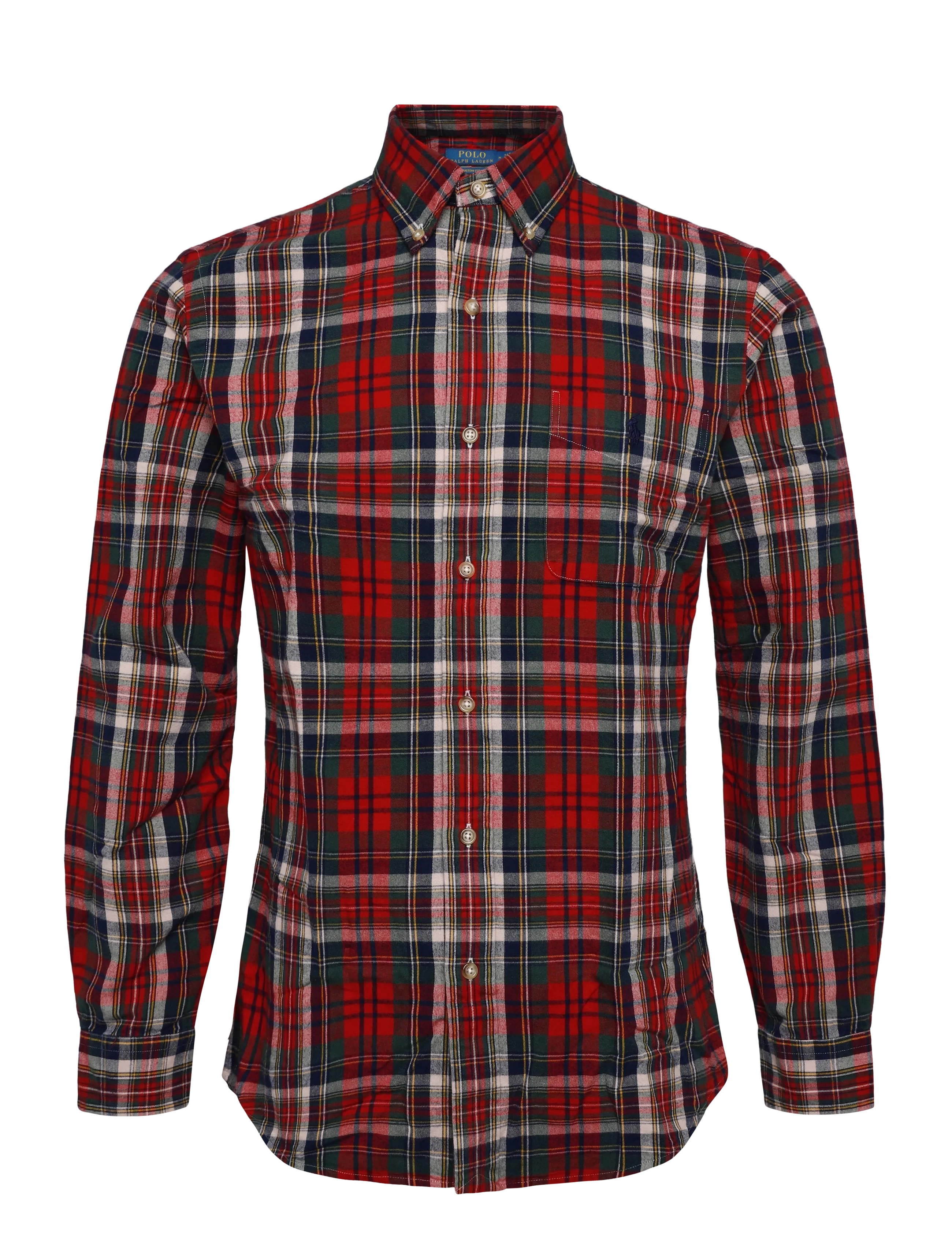 Polo Ralph Lauren - Custom Fit Plaid Brushed Oxford Shirt - ternede skjorter - 7329 red green mu - 1