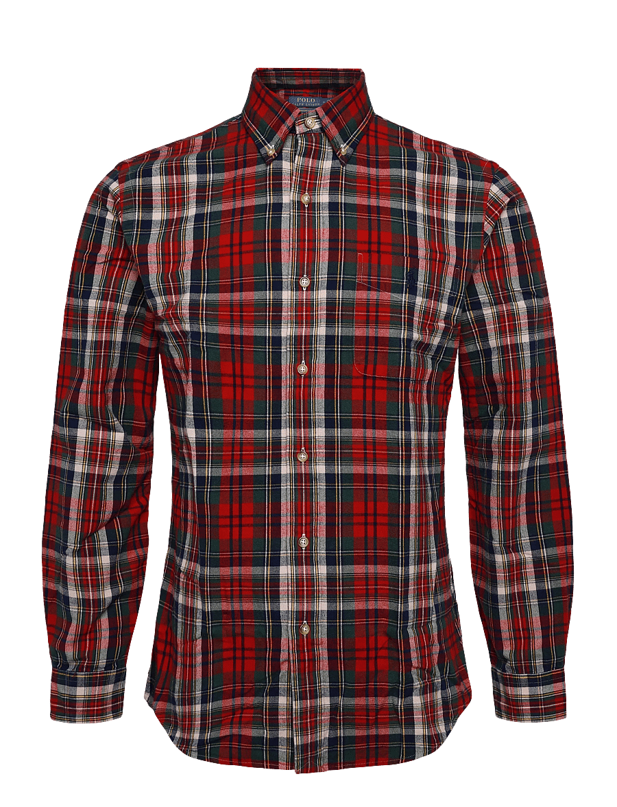 Polo Ralph Lauren - Custom Fit Plaid Brushed Oxford Shirt - ternede skjorter - 7329 red green mu - 1