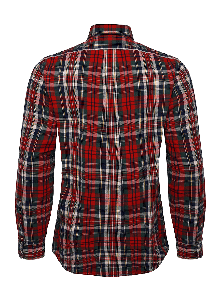 Polo Ralph Lauren - Custom Fit Plaid Brushed Oxford Shirt - ternede skjorter - 7329 red green mu - 2