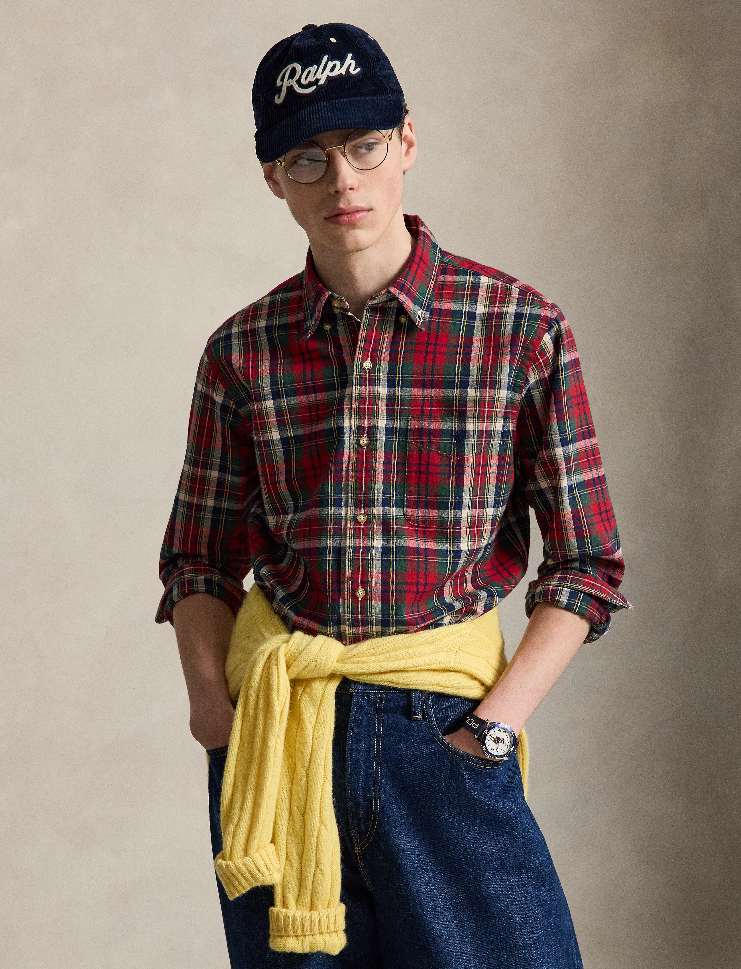 Polo Ralph Lauren Custom Fit Plaid Brushed Oxford Shirt - Ternede skjorter - 7329 RED GREEN MU / multi