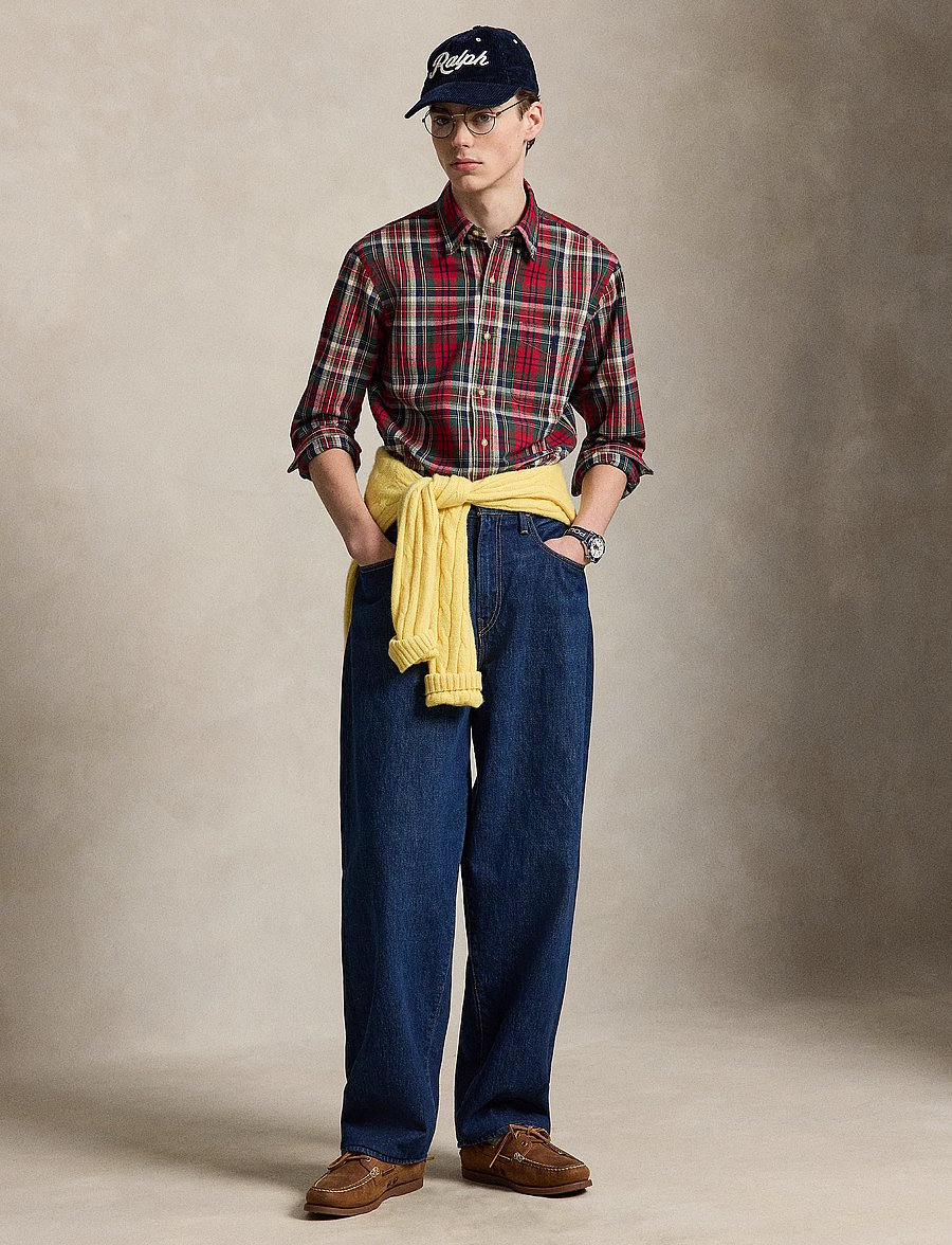 Polo Ralph Lauren - Custom Fit Plaid Brushed Oxford Shirt - ternede skjorter - 7329 red green mu - 4