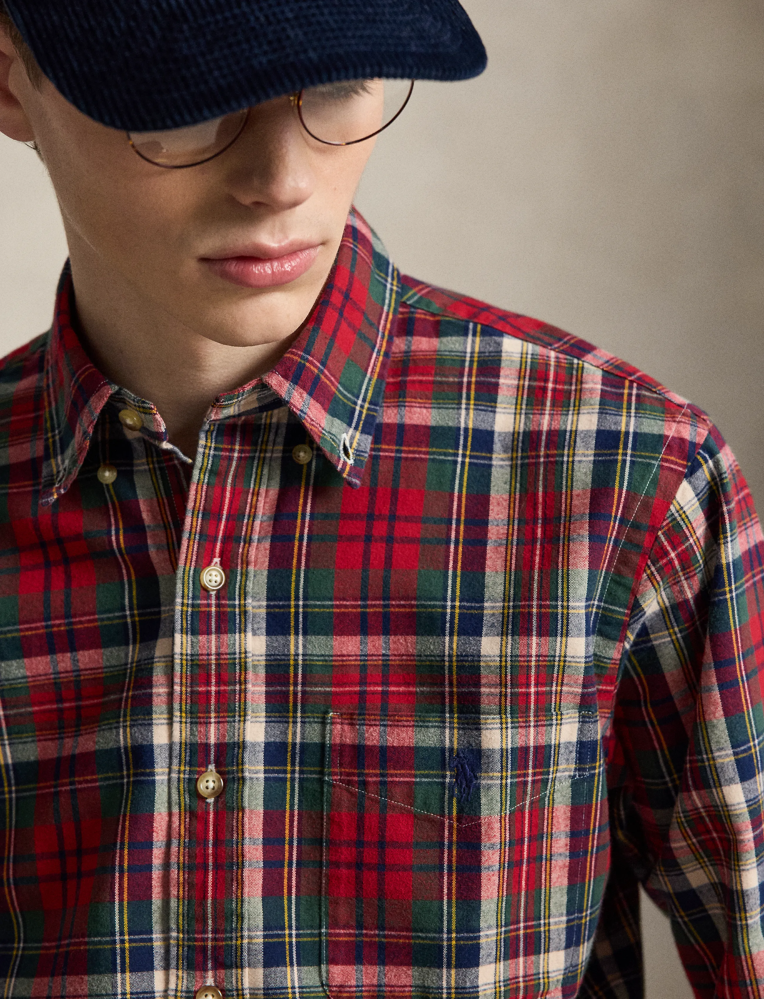 Polo Ralph Lauren - Custom Fit Plaid Brushed Oxford Shirt - ternede skjorter - 7329 red green mu - 5