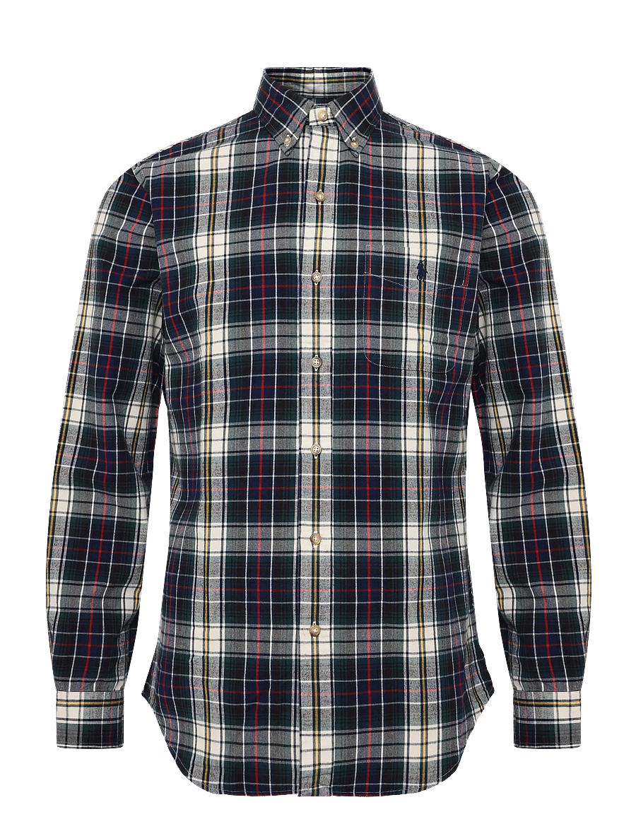 Polo Ralph Lauren - Custom Fit Plaid Brushed Oxford Shirt - köflóttar skyrtur - 7330 navy green m - 1