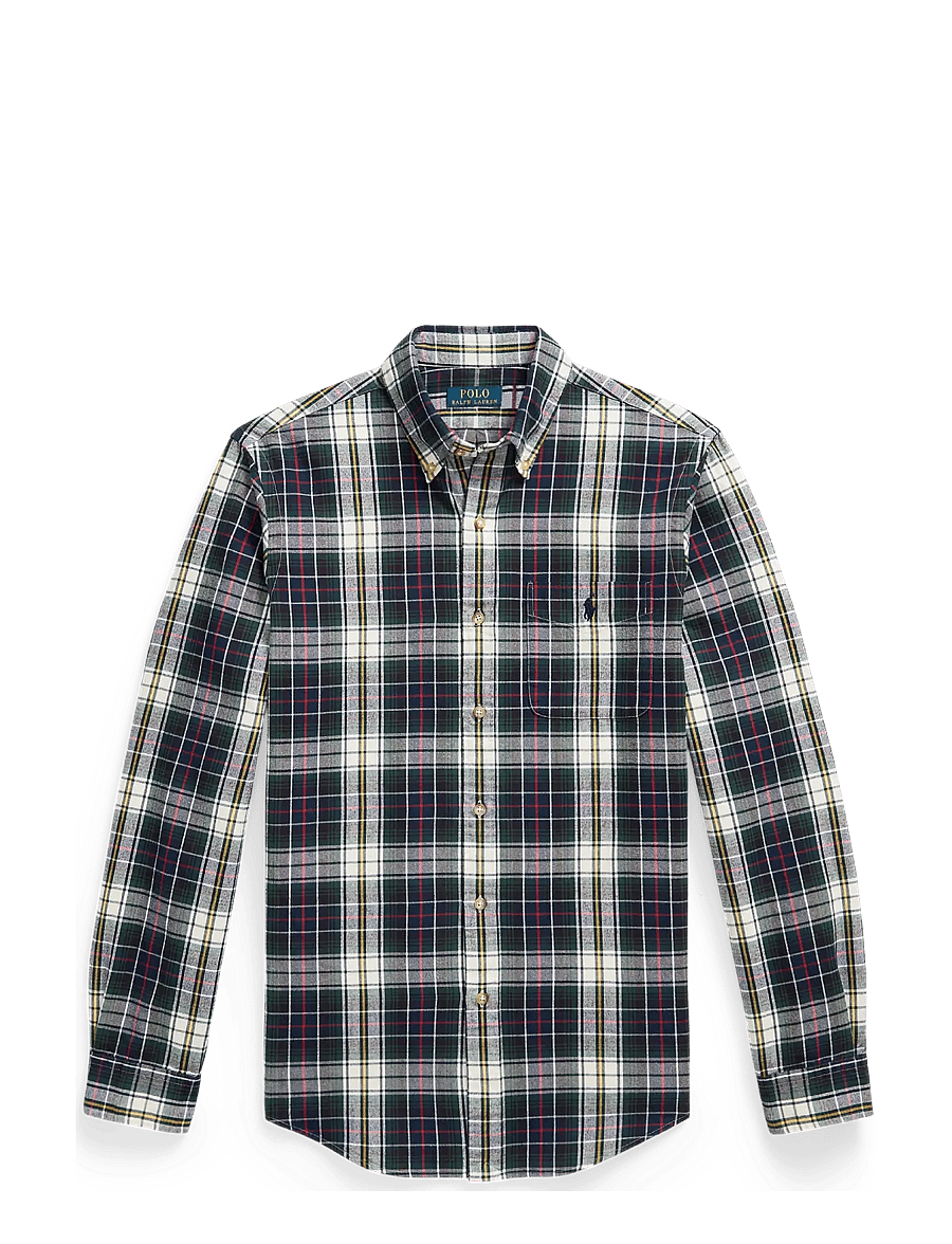 Polo Ralph Lauren - Custom Fit Plaid Brushed Oxford Shirt - karierte hemden - 7330 navy green m - 0