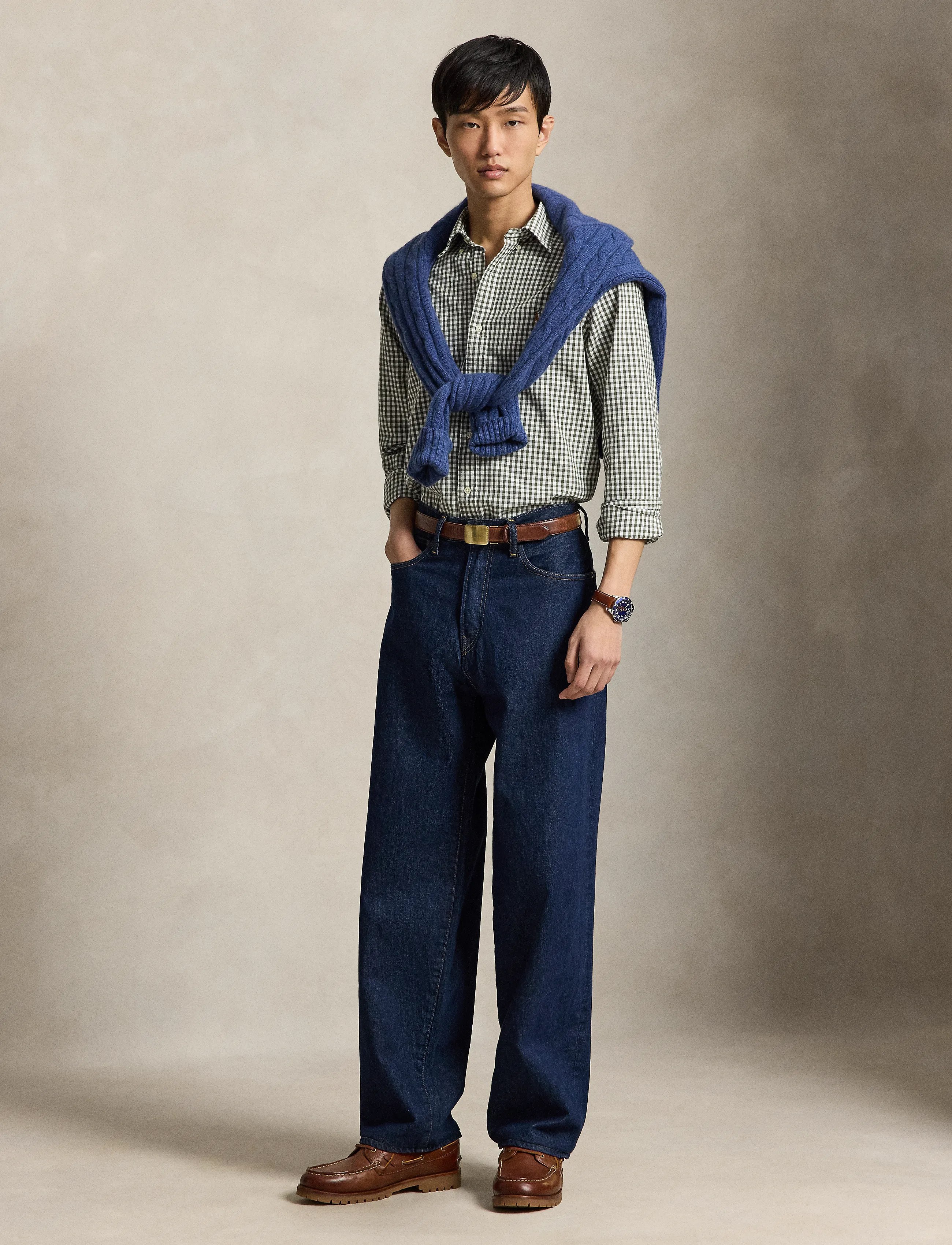 Polo Ralph Lauren - Custom Fit Gingham Oxford Shirt - ternede skjorter - 7523b white olive - 4