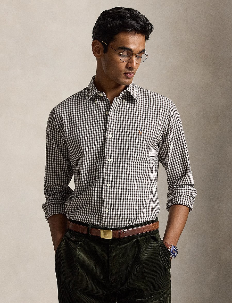 Polo Ralph Lauren - Custom Fit Gingham Oxford Shirt - rutiga skjortor - 7523c white alpin - 1