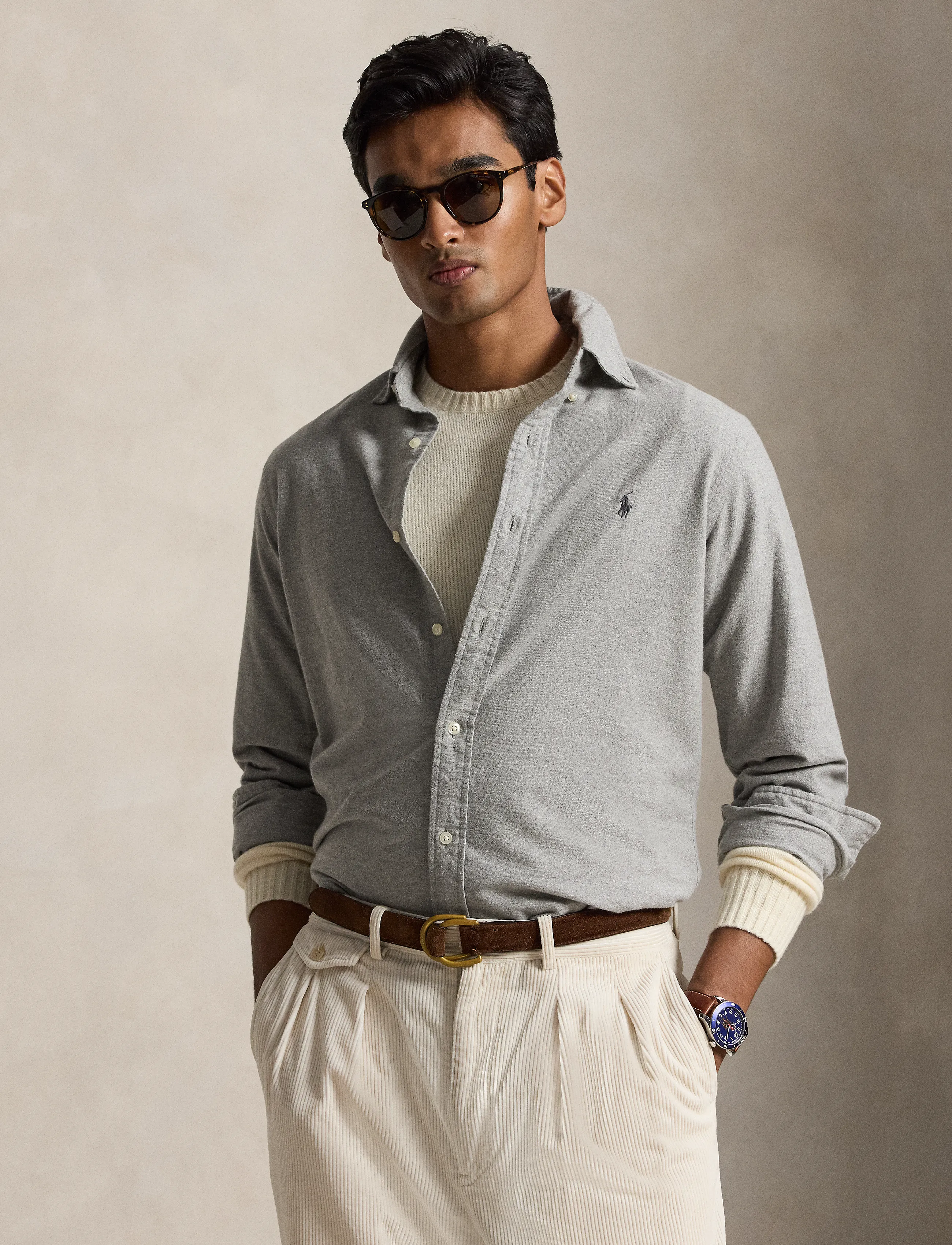 Polo Ralph Lauren Custom Fit Heathered Oxford Shirt - Hemden - ANDOVER HEATHER / grey