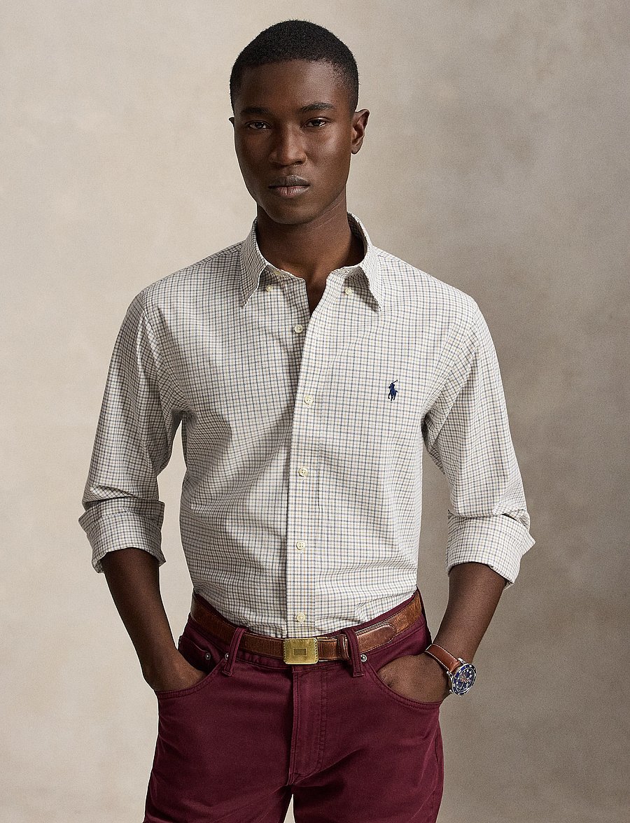 Polo Ralph Lauren - Custom Fit Stretch Poplin Shirt - rutiga skjortor - 7353c white clssc - 1