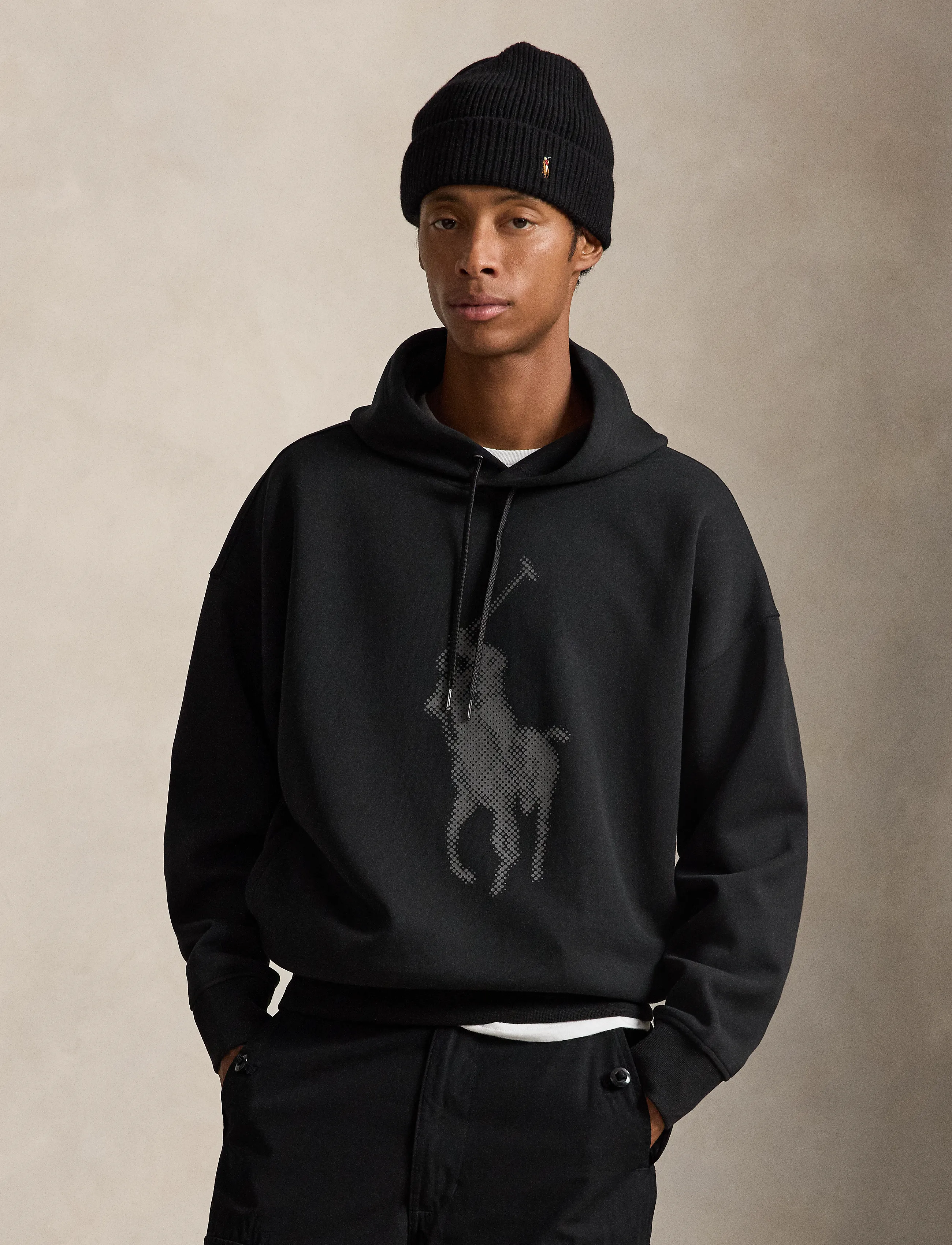 Polo Ralph Lauren Relaxed Fit Big Pony Double-Knit Hoodie, Herren, Relaxed Fit Logo Hoodie, Schwarz, Gr.XL