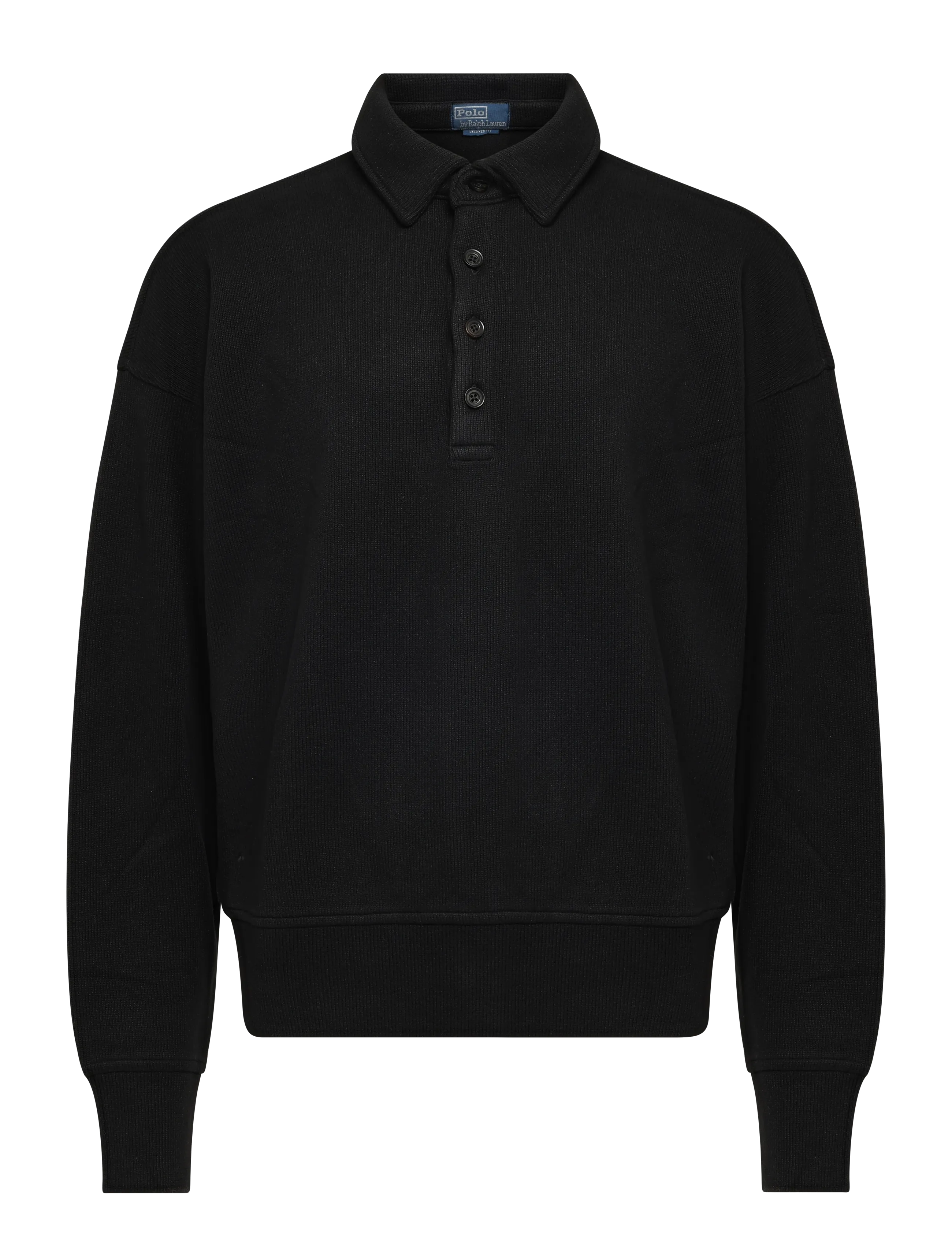 Polo Ralph Lauren - Relaxed Fit Ribbed Polo Pullover - långärmade stickade pikétröjor - polo black - 1