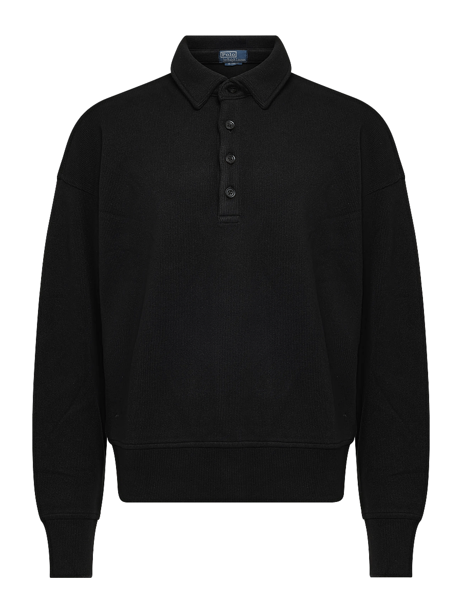 Polo Ralph Lauren - Relaxed Fit Ribbed Polo Pullover - långärmade stickade pikétröjor - polo black - 1