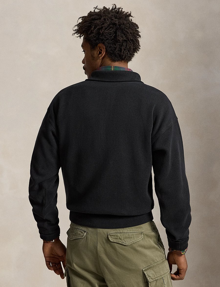 Polo Ralph Lauren - Relaxed Fit Ribbed Polo Pullover - långärmade stickade pikétröjor - polo black - 3
