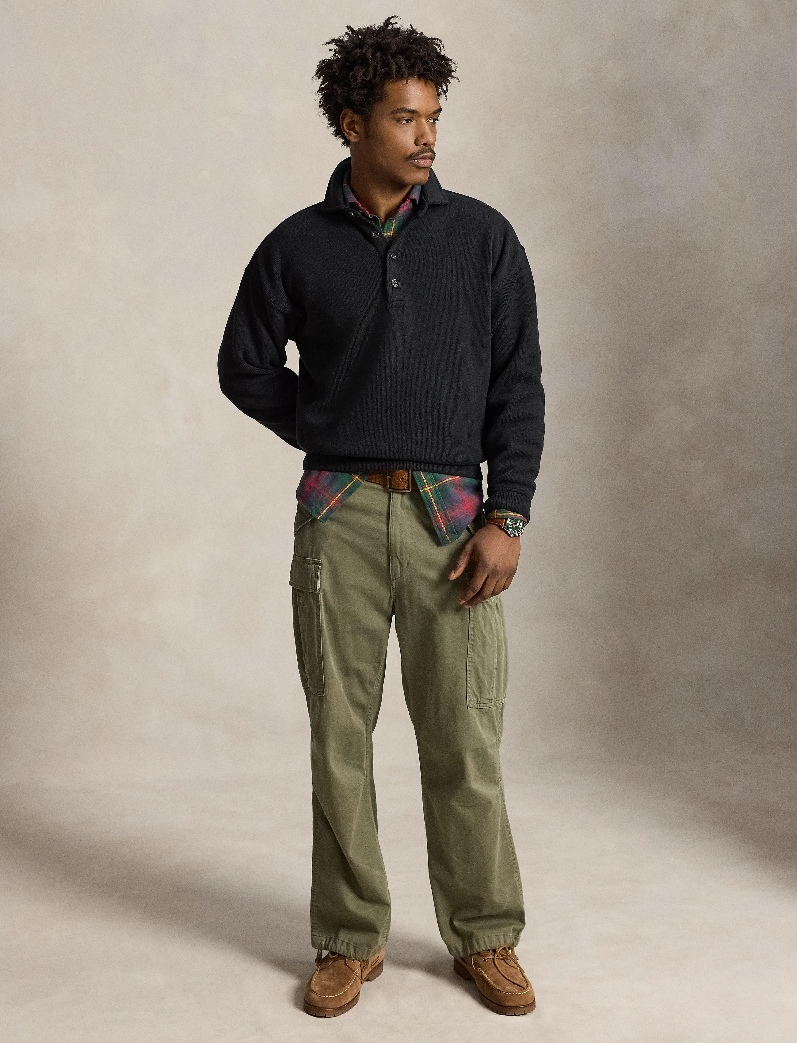 Polo Ralph Lauren - Relaxed Fit Ribbed Polo Pullover - långärmade stickade pikétröjor - polo black - 4