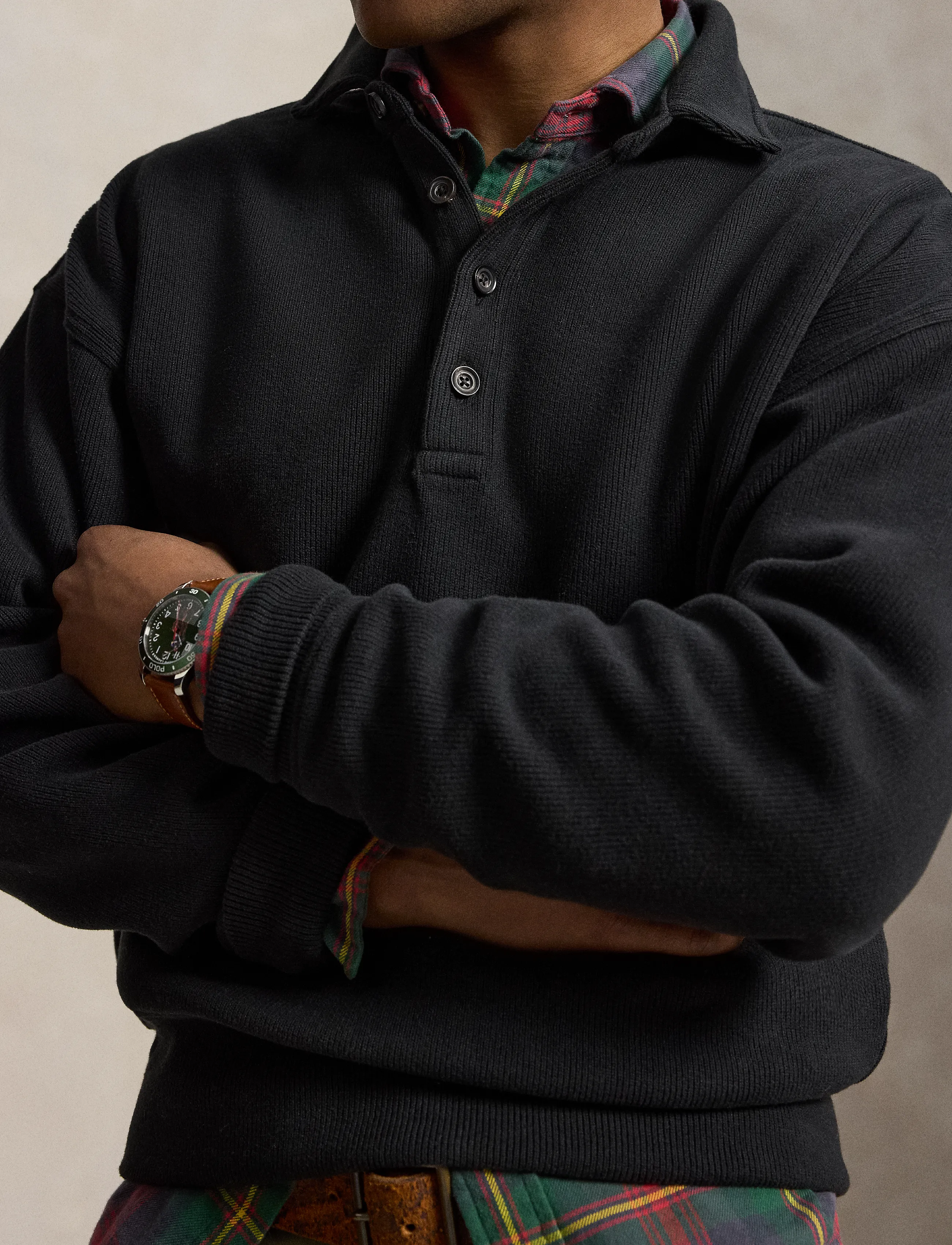 Polo Ralph Lauren - Relaxed Fit Ribbed Polo Pullover - långärmade stickade pikétröjor - polo black - 5