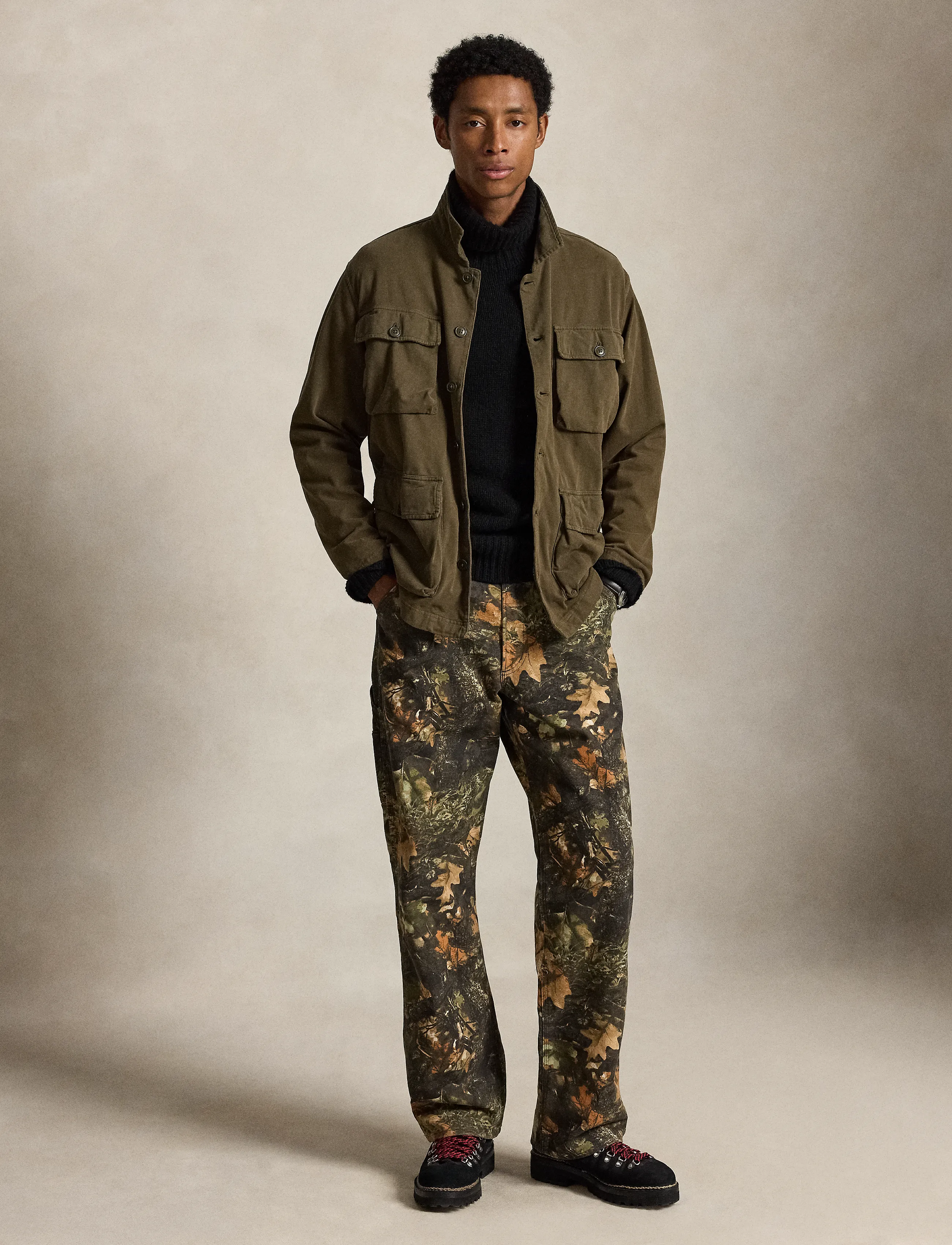 Polo Ralph Lauren - Sueded Moleskin Utility Overshirt - light jackets - canopy olive - 4