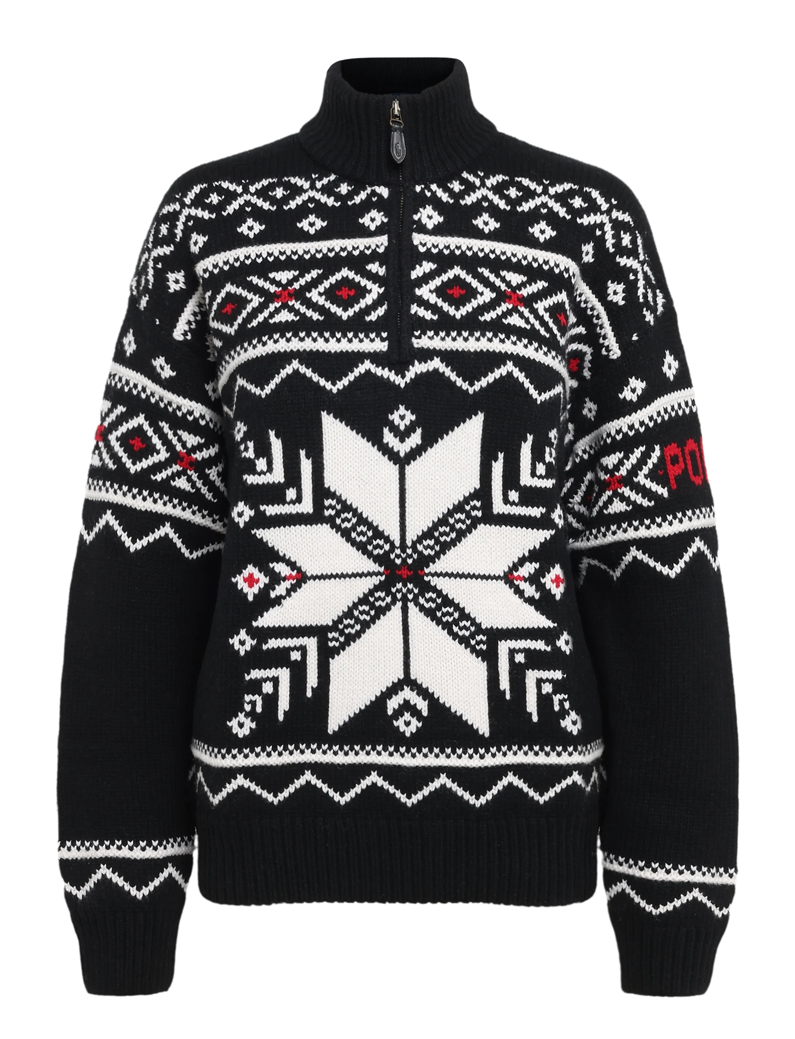 Polo Ralph Lauren Snowflake Wool Quarter-Zip Sweater - Streetstyle - BLACK COMBO / black