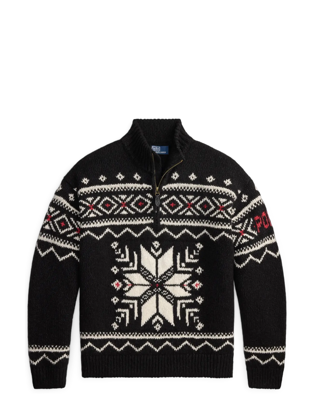 Polo Ralph Lauren Snowflake Wool Quarter-Zip Sweater - Polo Ralph Lauren - BLACK COMBO / black