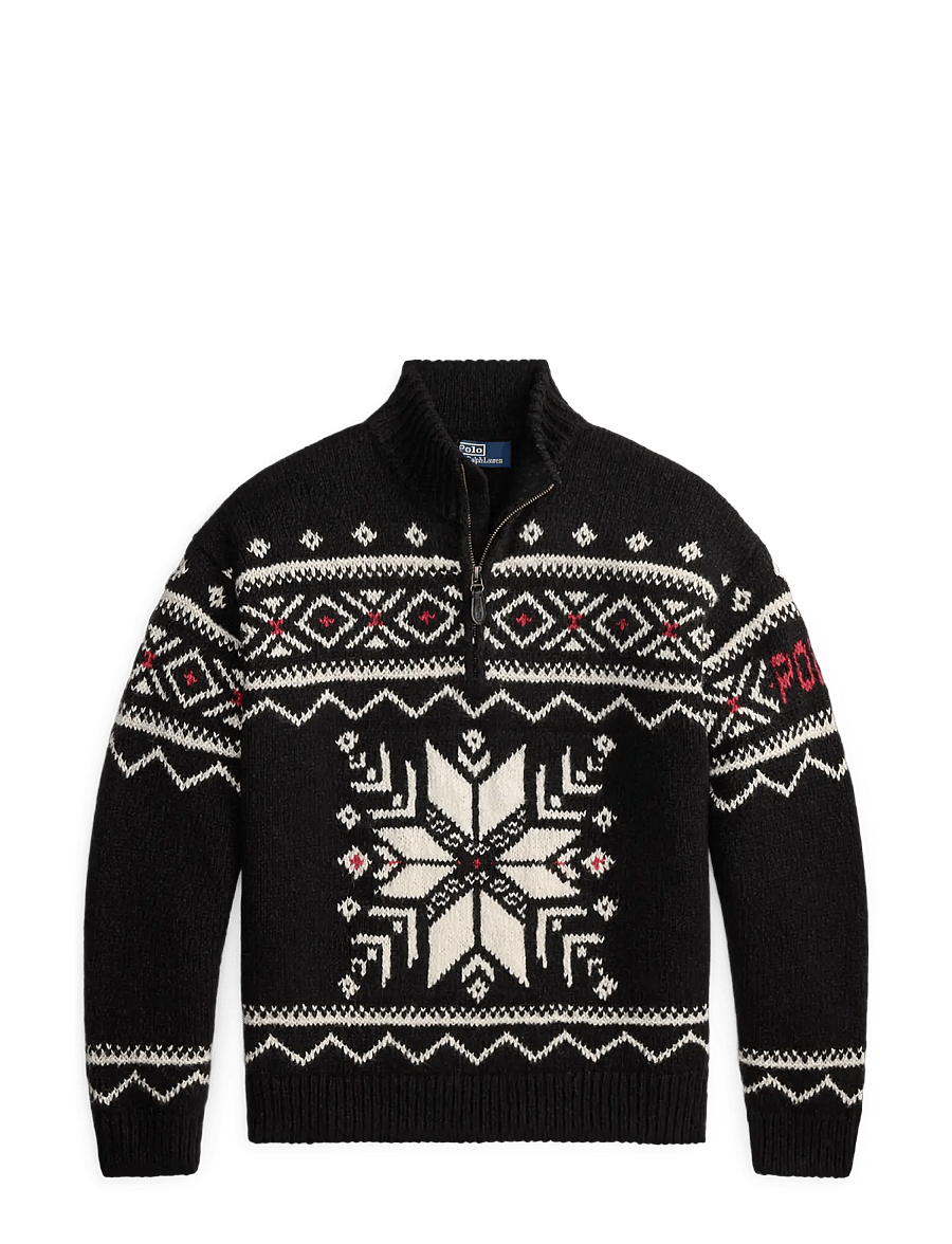 Polo Ralph Lauren - Snowflake Wool Quarter-Zip Sweater - half zip-trøjer - black combo - 1
