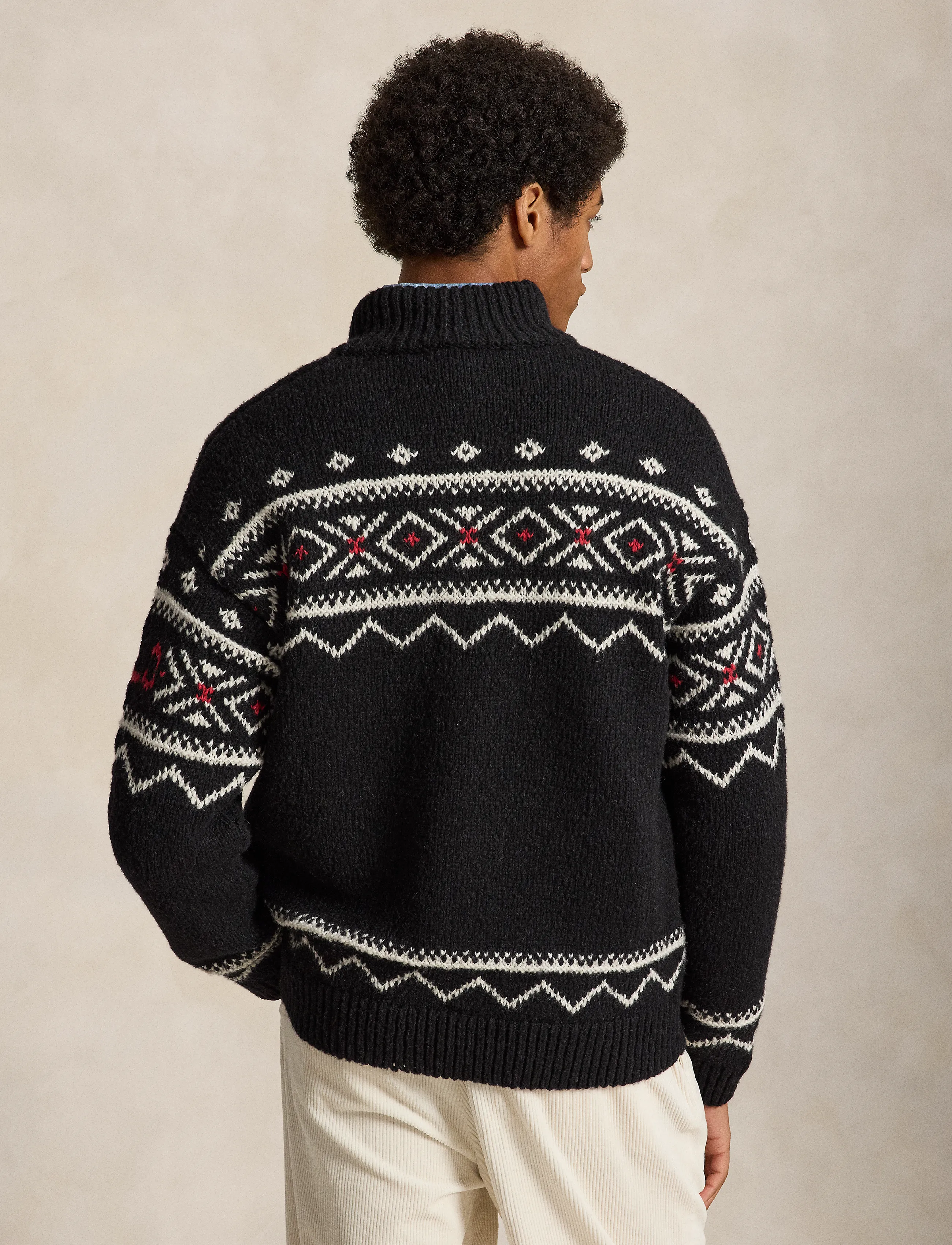 Polo Ralph Lauren - Snowflake Wool Quarter-Zip Sweater - black combo - 2