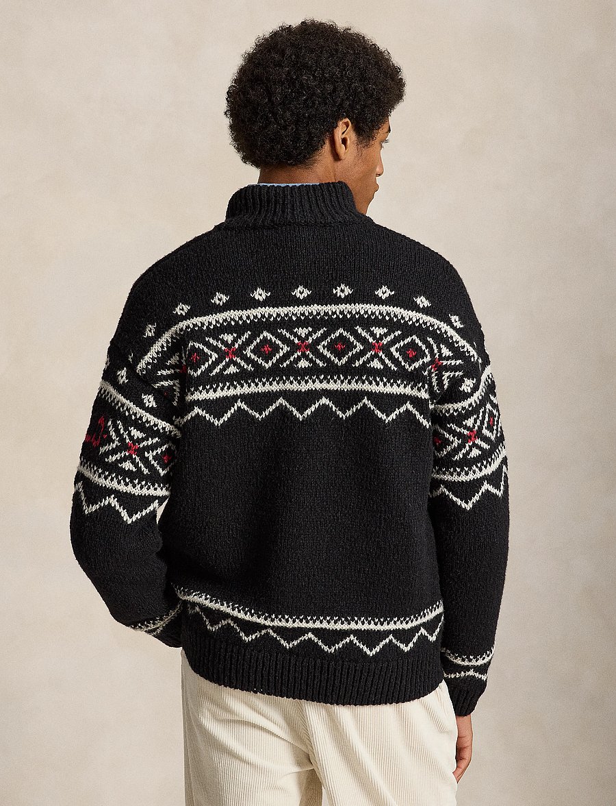 Polo Ralph Lauren - Snowflake Wool Quarter-Zip Sweater - half zip-trøjer - black combo - 2