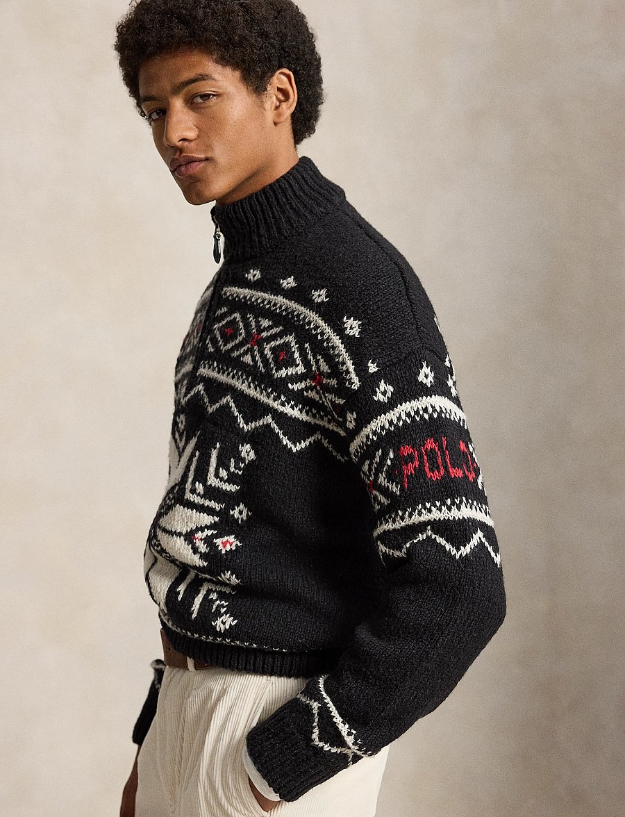 Polo Ralph Lauren - Snowflake Wool Quarter-Zip Sweater - half zip-trøjer - black combo - 3