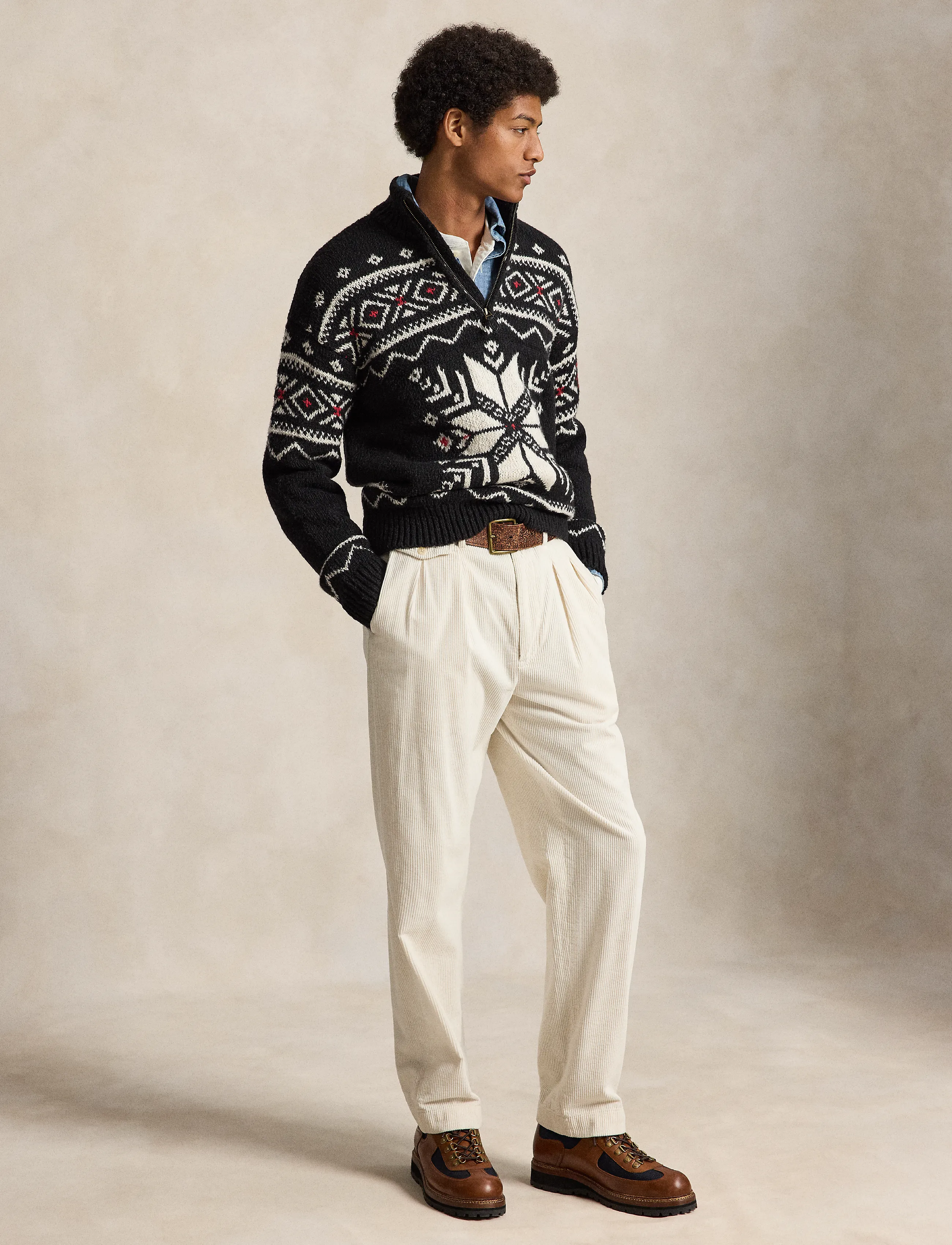 Polo Ralph Lauren - Snowflake Wool Quarter-Zip Sweater - black combo - 4