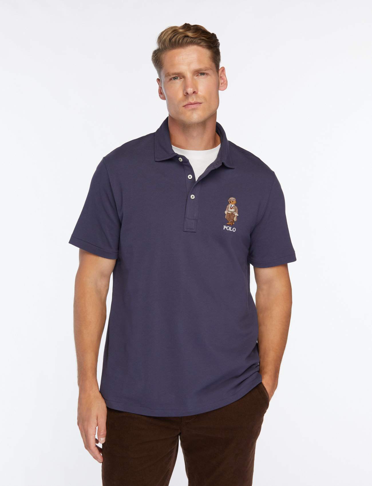 Polo Ralph Lauren - Custom Slim Polo Bear Mesh Polo Shirt - kortærmede poloer - fa25 faded blue h - 0