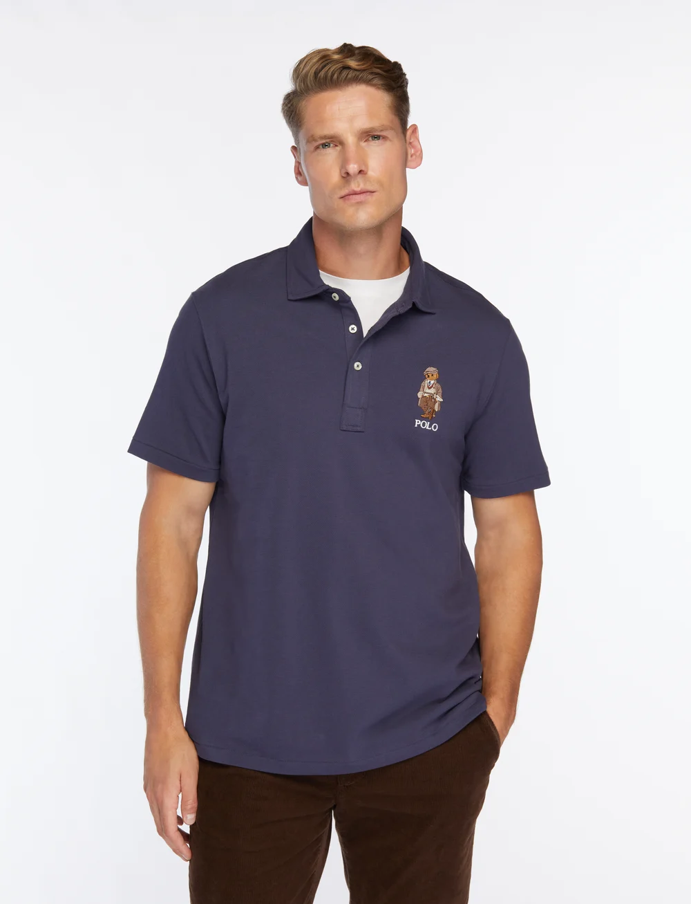 Polo Ralph Lauren - Custom Slim Polo Bear Mesh Polo Shirt - short-sleeved polos - fa25 faded blue h - 0