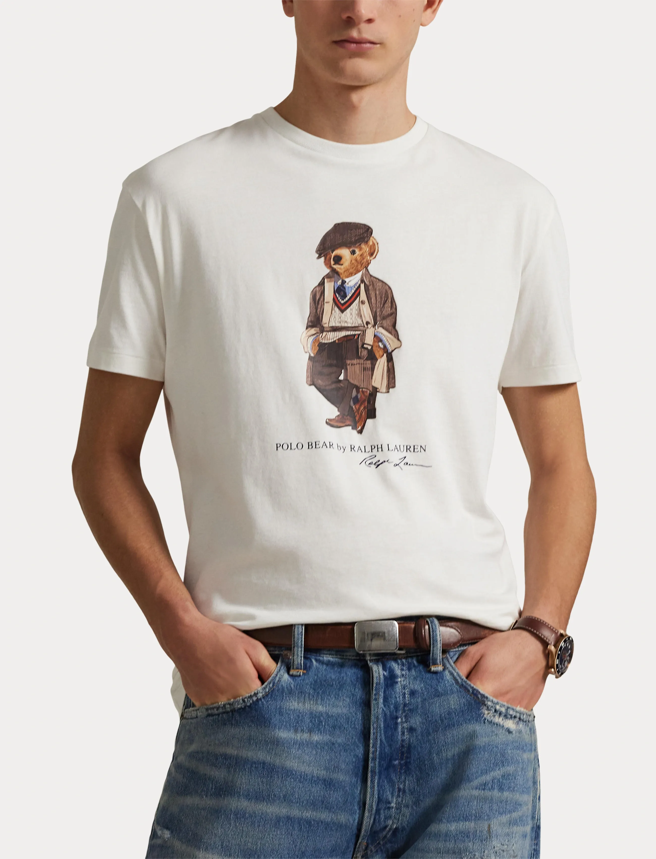 Polo Ralph Lauren - Custom Slim Fit Polo Bear Jersey T-Shirt - fa25 deckwash whi - 5