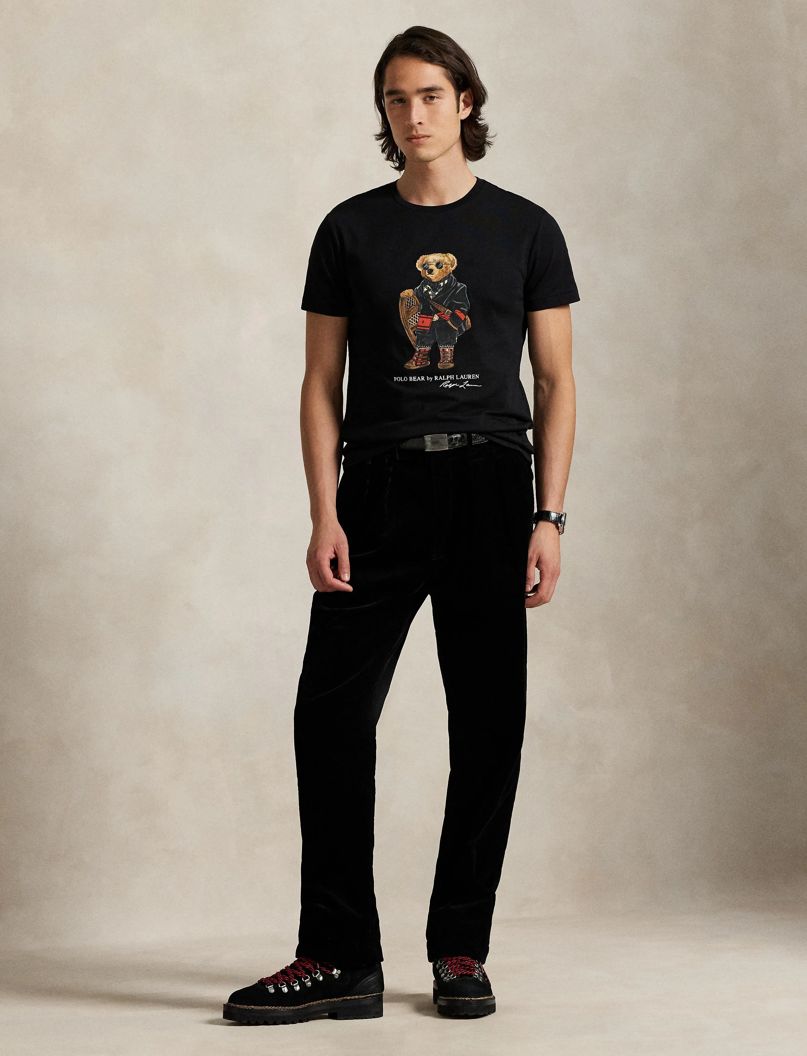 Polo Ralph Lauren Custom Slim Fit Polo Bear Jersey T-Shirt, XS, Black, T-Shirts > Kortærmede, Herre