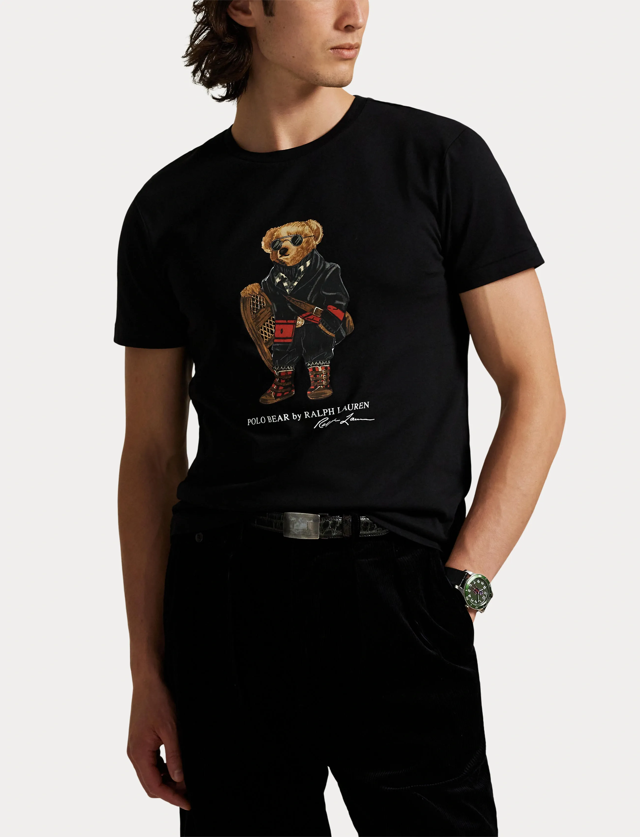 Polo Ralph Lauren - Custom Slim Fit Polo Bear Jersey T-Shirt - kortærmede t-shirts - fa25 polo black h - 5