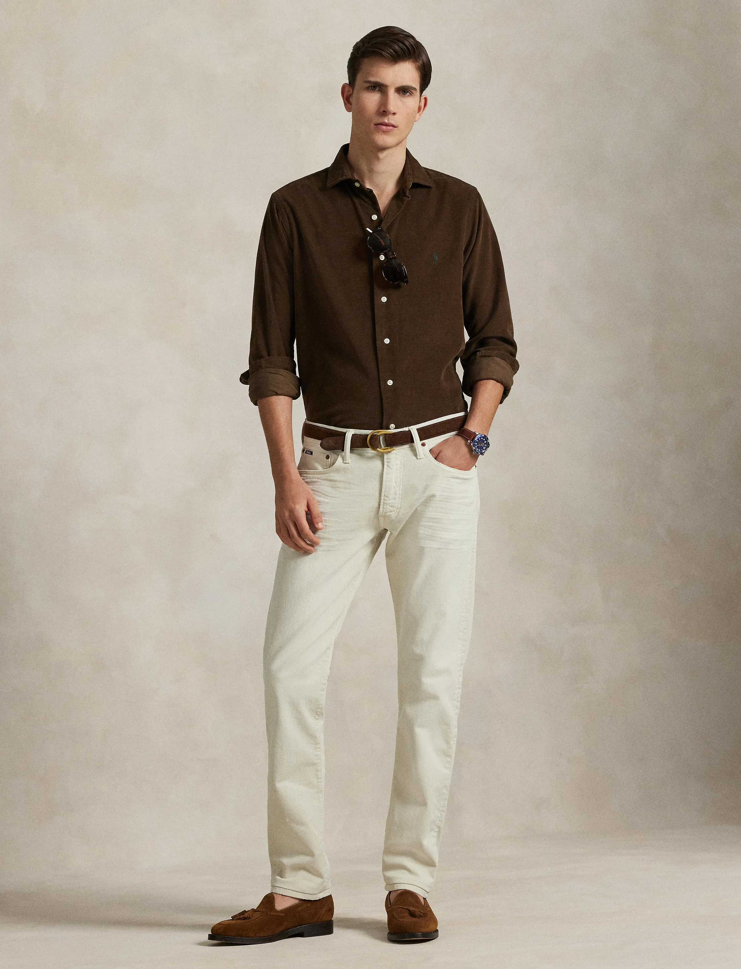 Polo Ralph Lauren Slim Fit Corduroy Shirt, XXL, Brown, Shirts > Corduroy Shirts, Herre