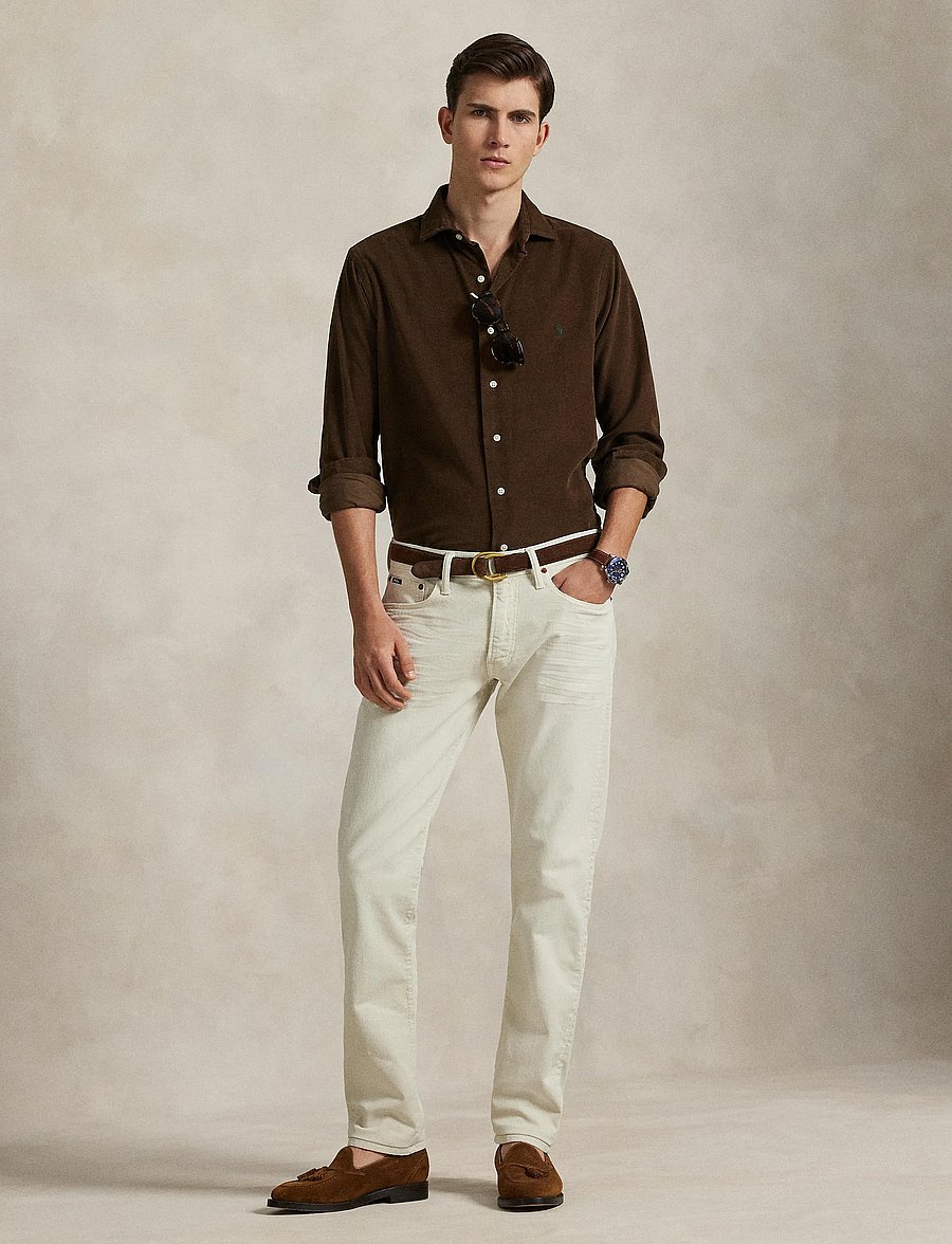 Polo Ralph Lauren - Slim Fit Corduroy Shirt - koszule sztruksowe - chocolate mousse - 0