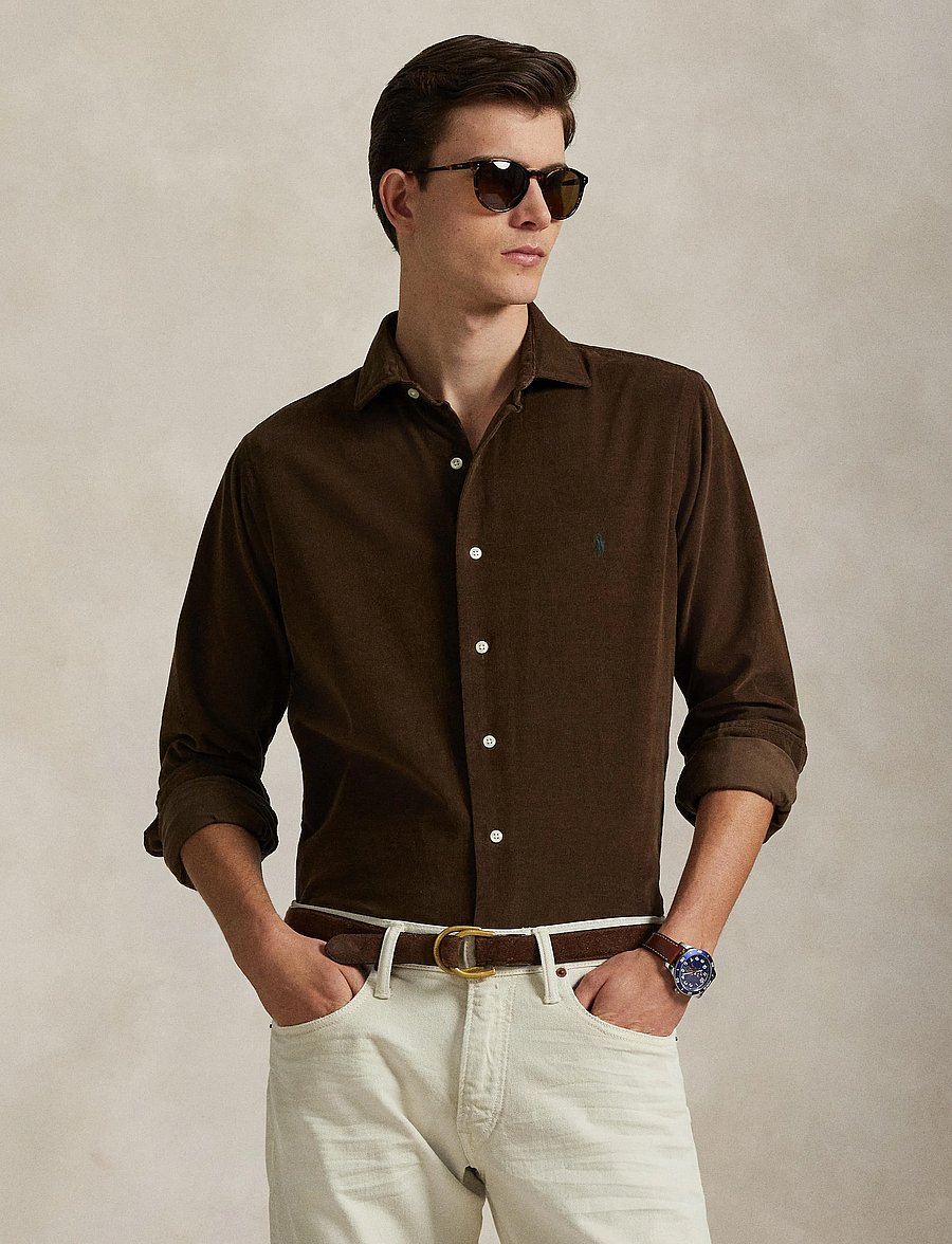 Polo Ralph Lauren - Slim Fit Corduroy Shirt - koszule sztruksowe - chocolate mousse - 3