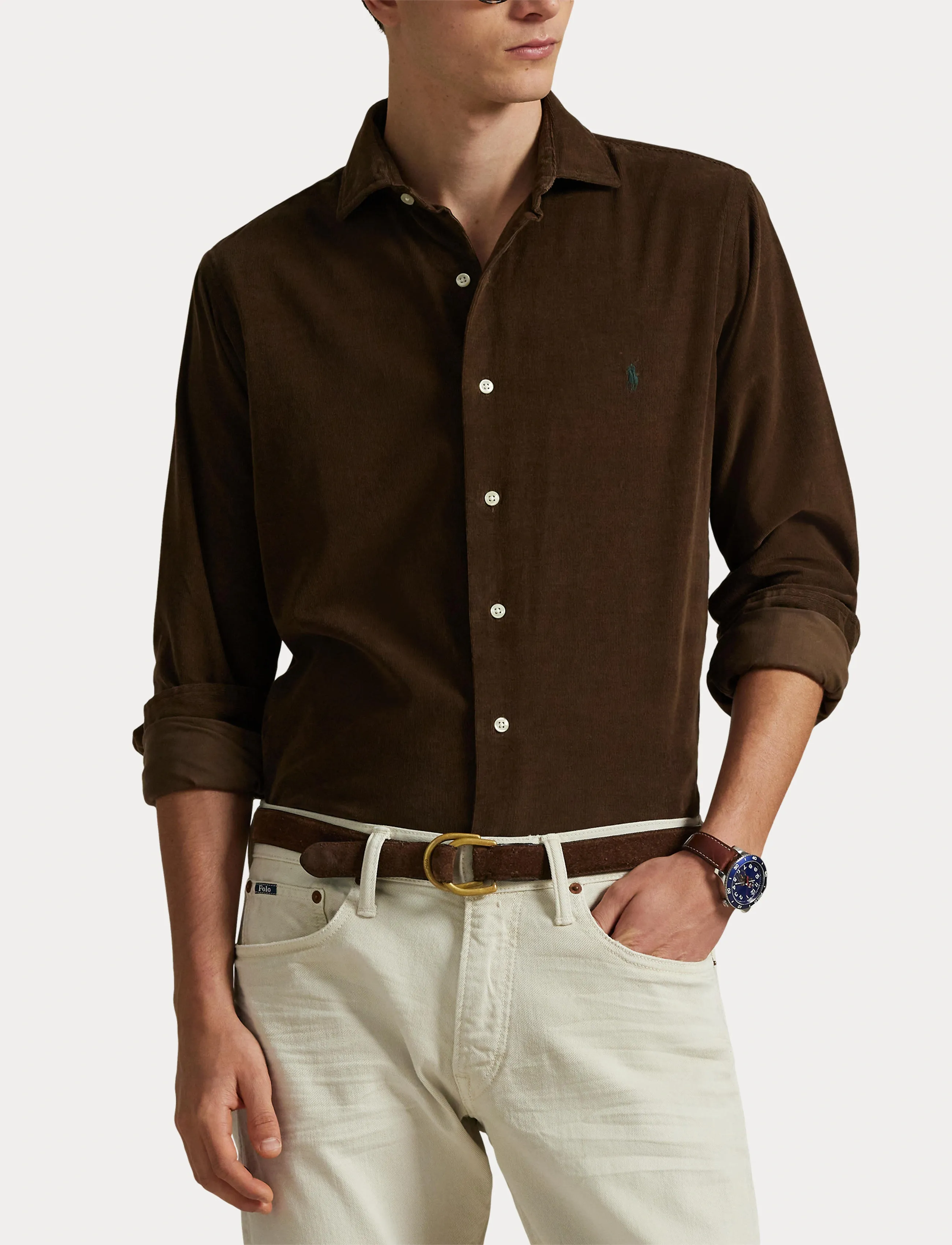 Polo Ralph Lauren - Slim Fit Corduroy Shirt - fløjlsskjorter - chocolate mousse - 5