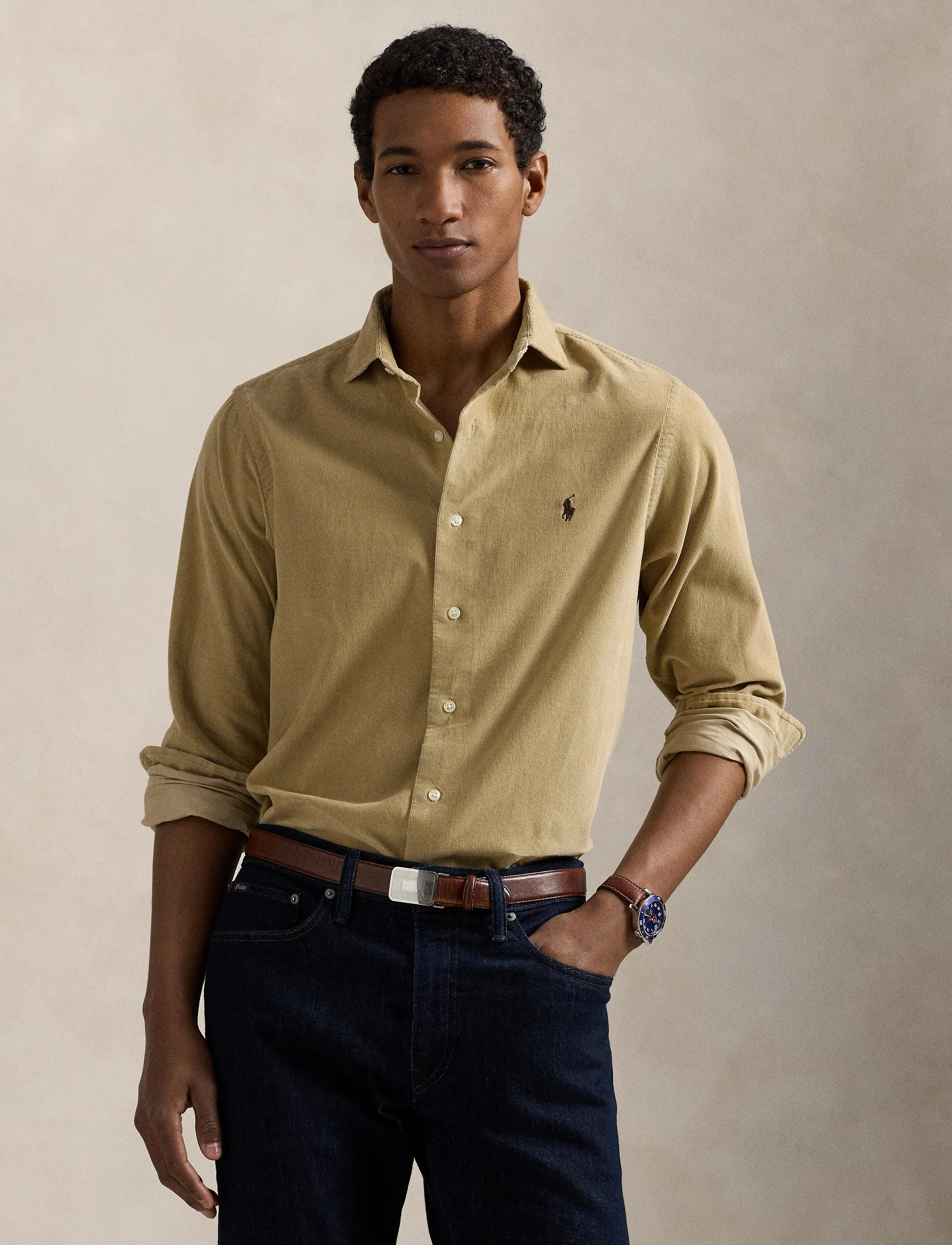 Polo Ralph Lauren - Slim Fit Corduroy Shirt - koszule sztruksowe - coastal beige - 3