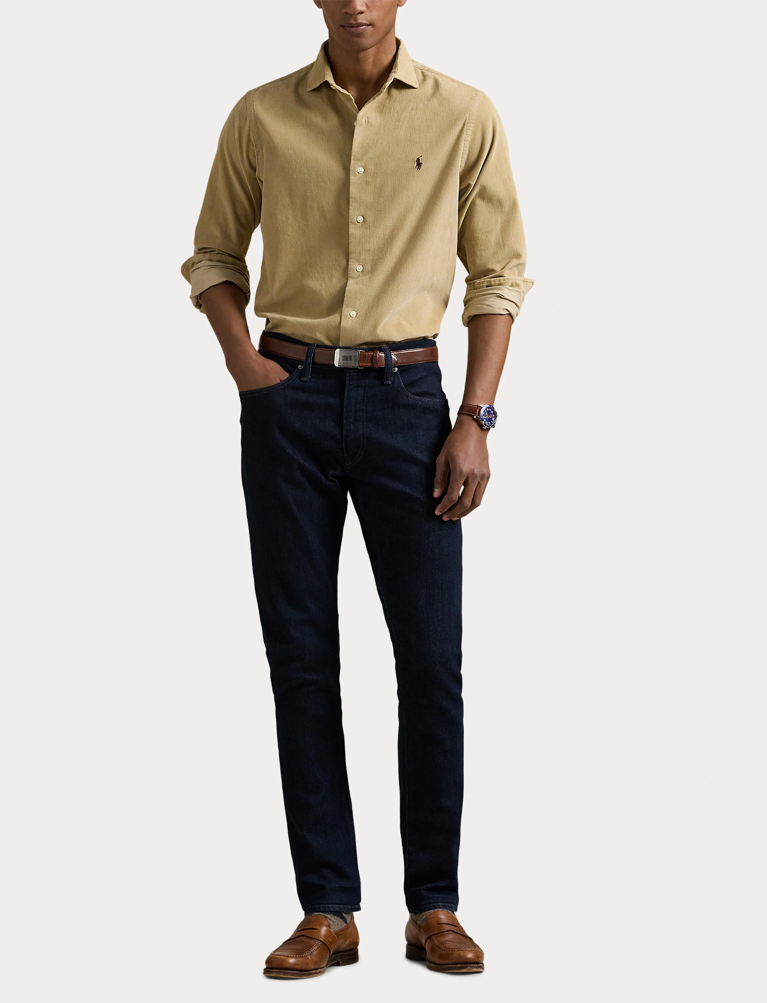 Polo Ralph Lauren - Slim Fit Corduroy Shirt - velvet särgid - coastal beige - 4