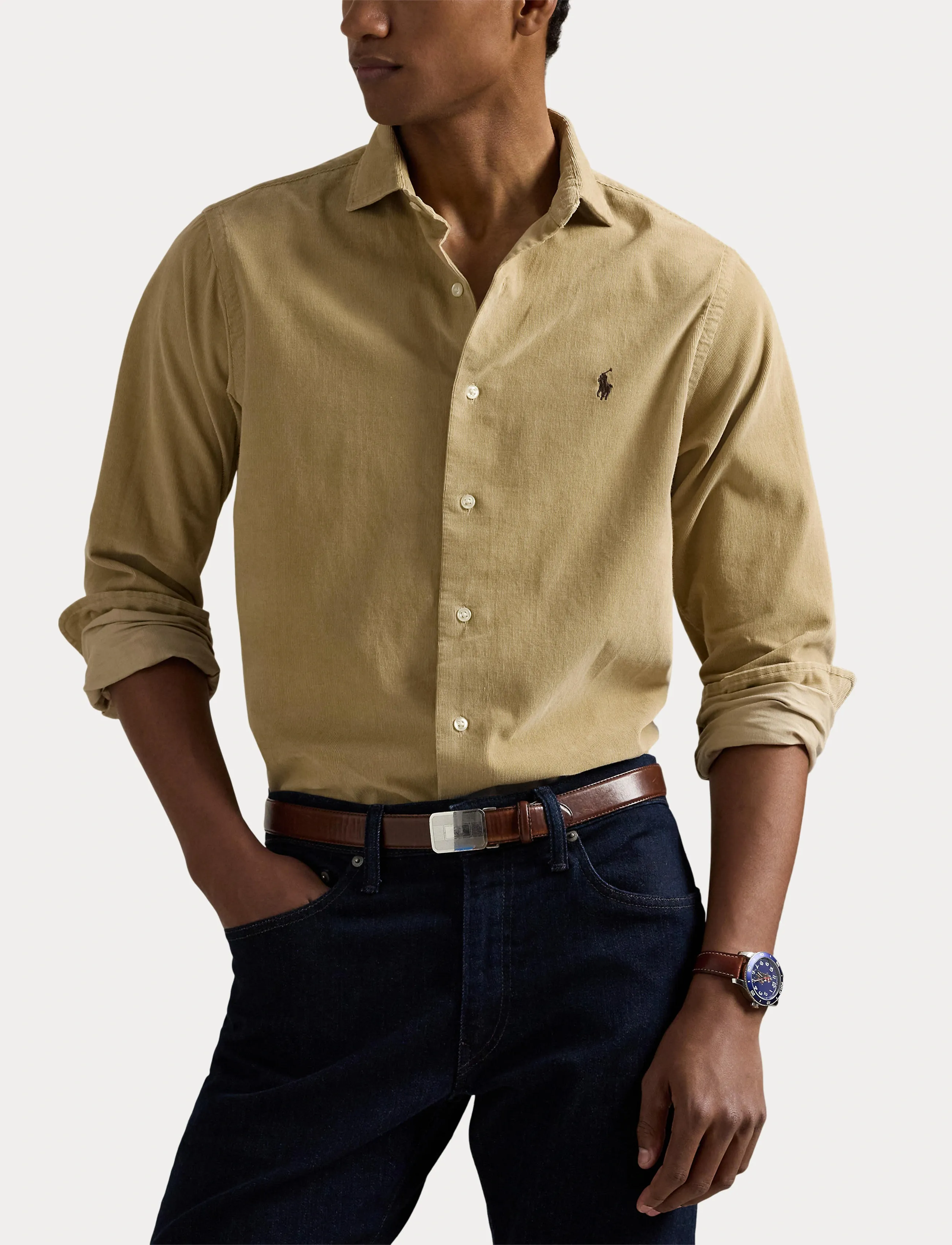 Polo Ralph Lauren - Slim Fit Corduroy Shirt - velvet särgid - coastal beige - 5