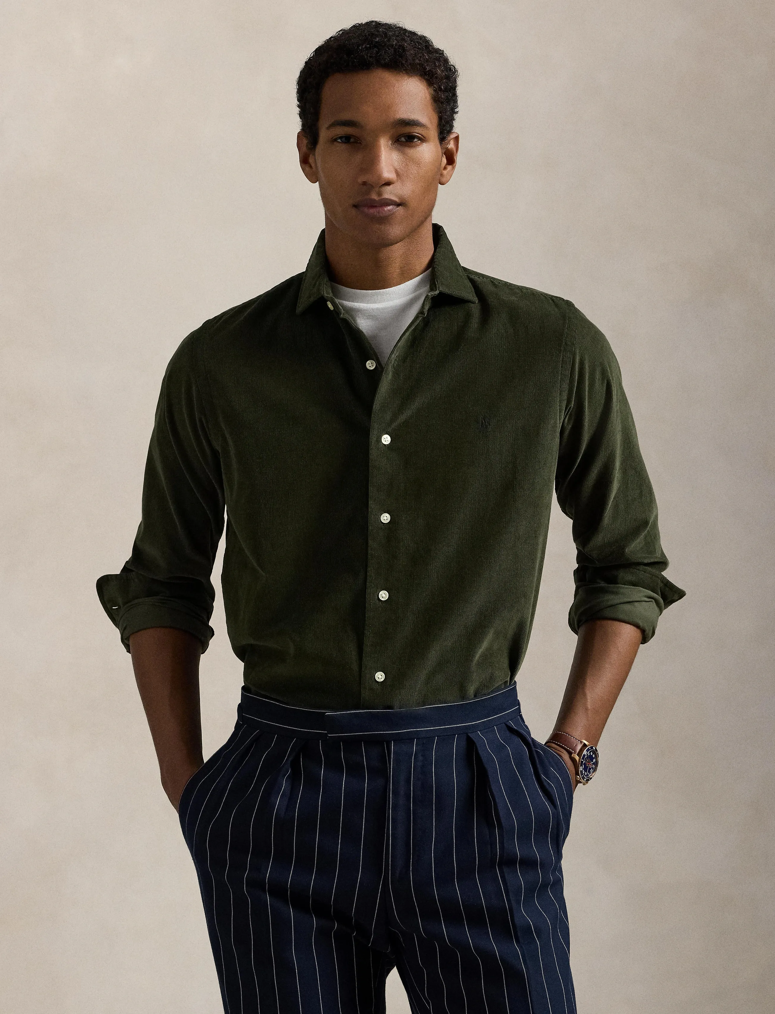 Polo Ralph Lauren - Slim Fit Corduroy Shirt - manchesterskjortor - estate olive - 3