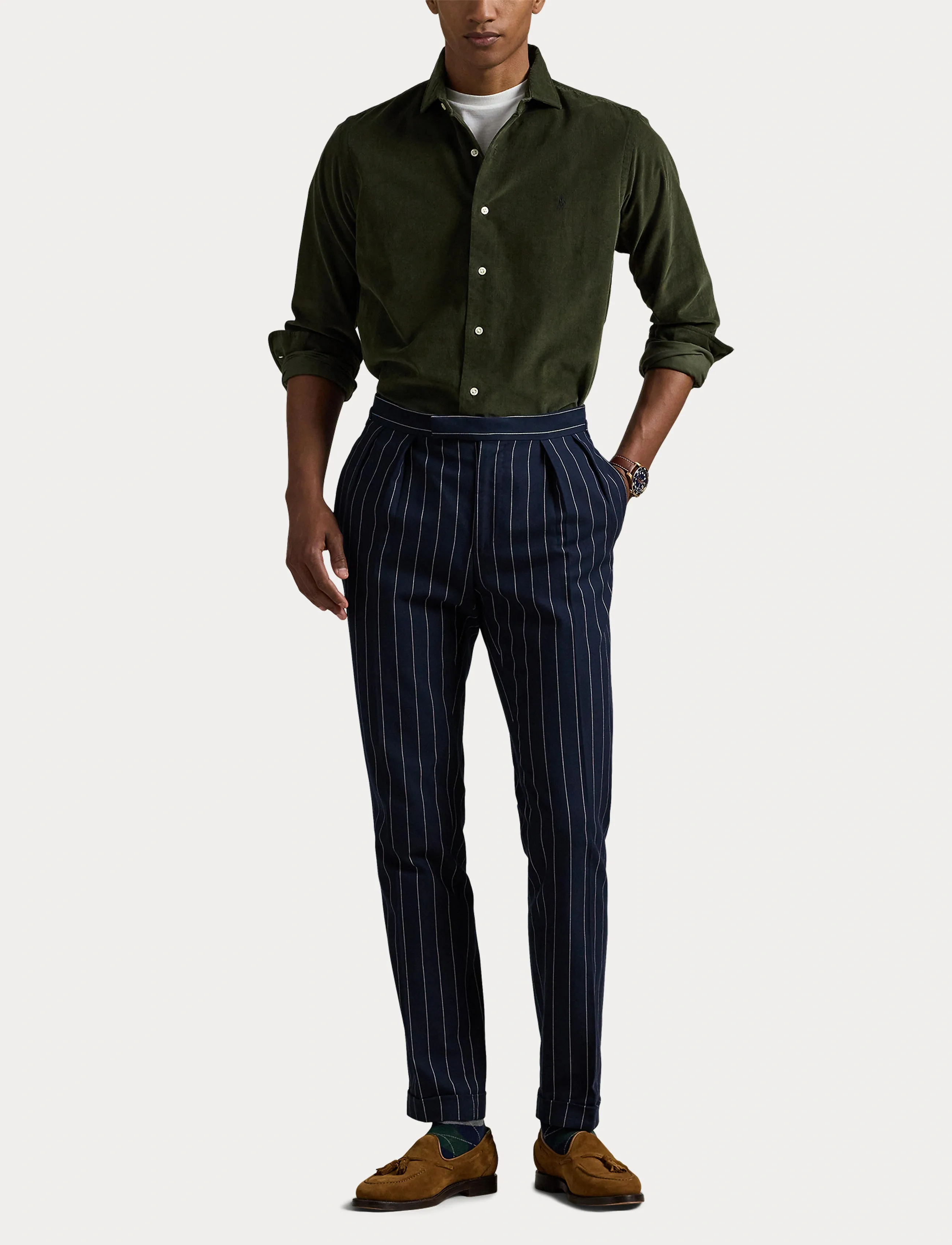 Polo Ralph Lauren - Slim Fit Corduroy Shirt - manchesterskjortor - estate olive - 4