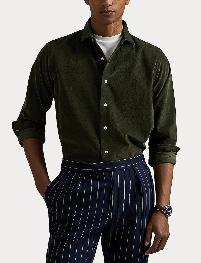 Polo Ralph Lauren - Slim Fit Corduroy Shirt - tavalised t-särgid - estate olive - 5